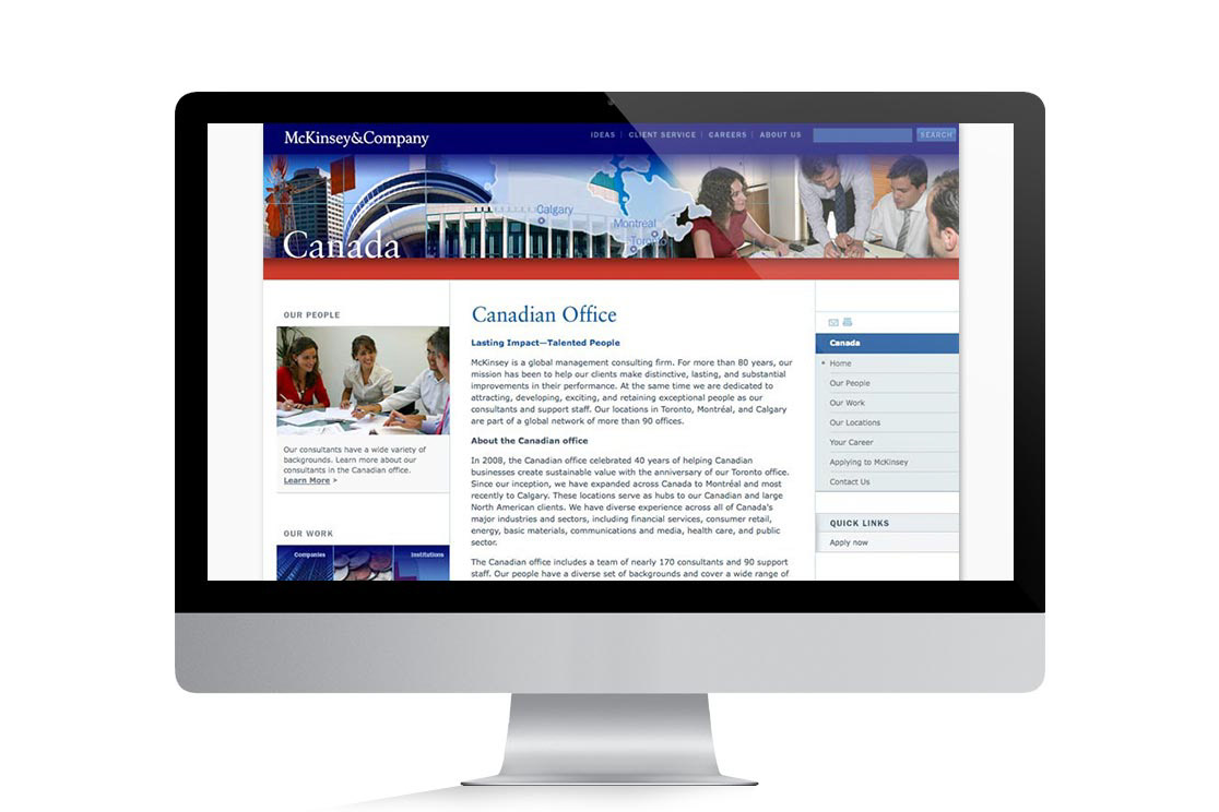McKinsey & Co. - Canada office website redesign