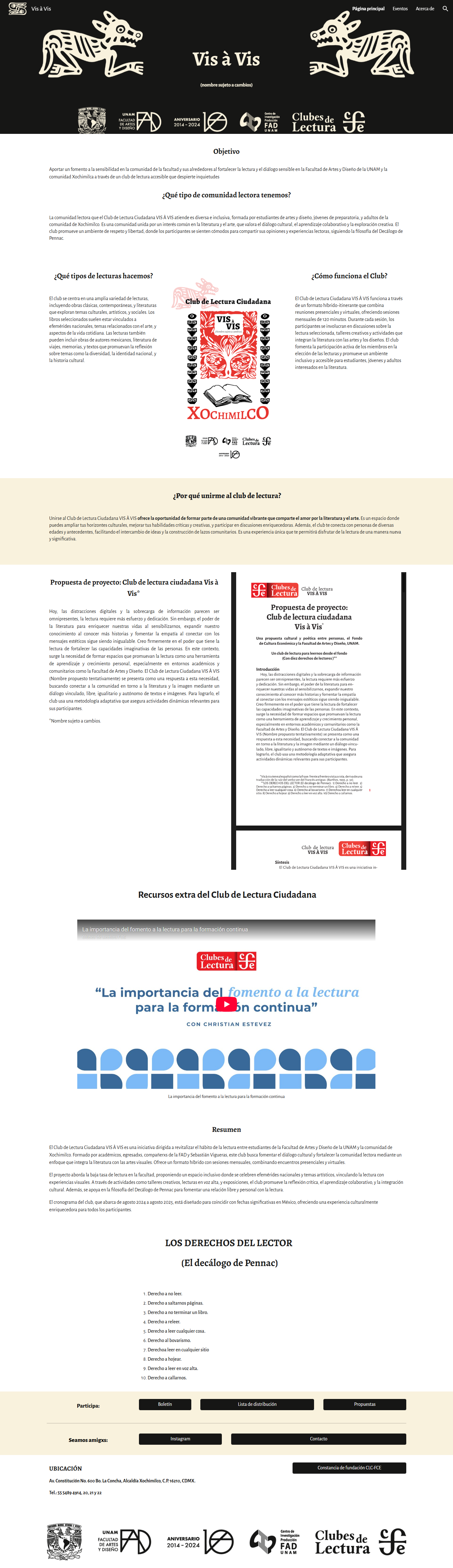 Web del sitio para el Club de lectura
