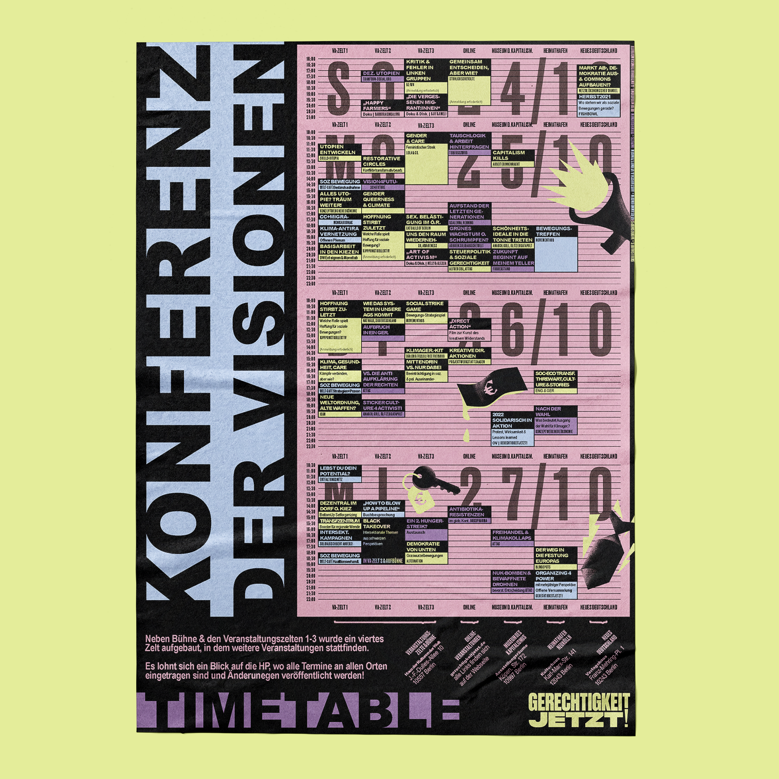 Konferenz der Visionen |  Timetable als Plakat