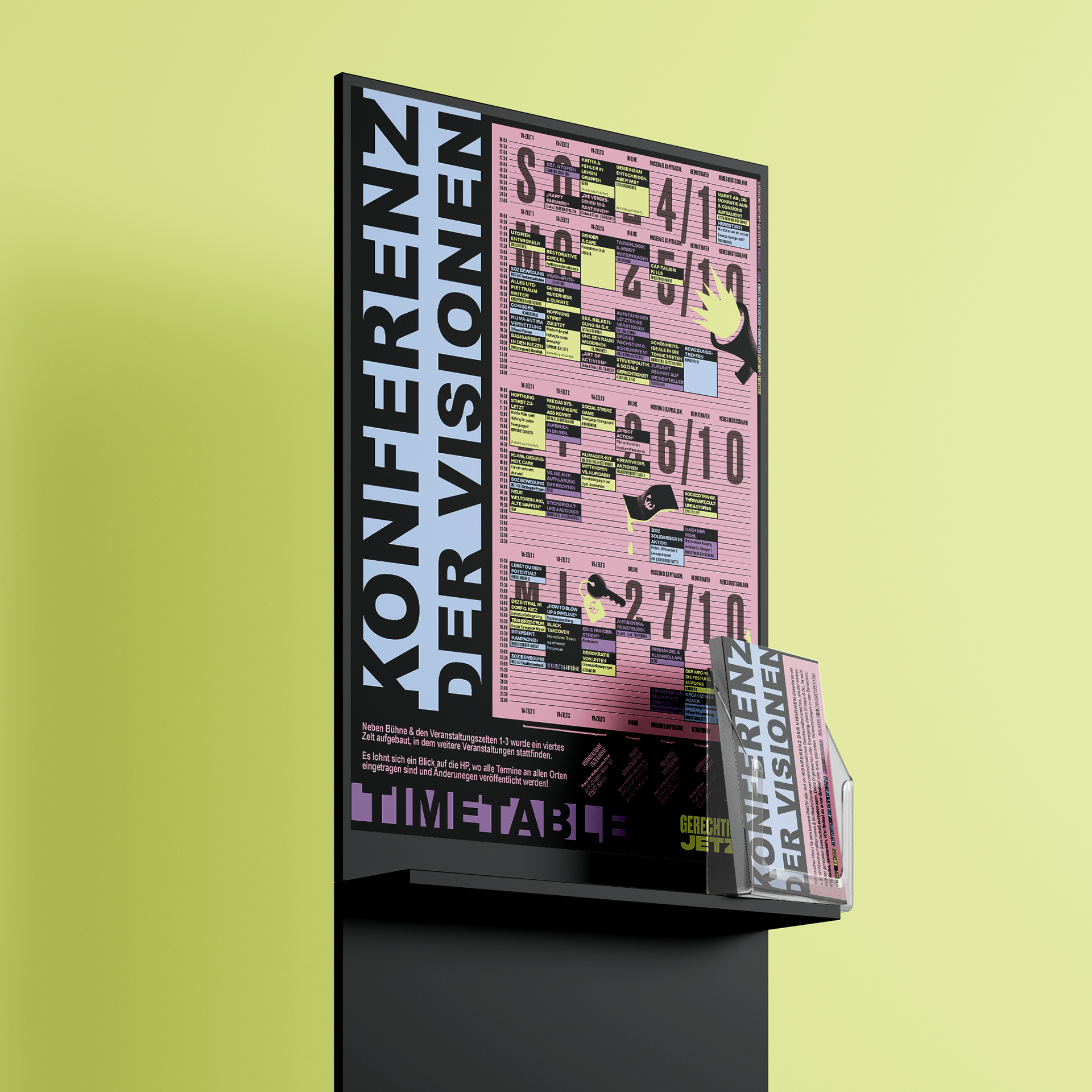 Konferenz der Visionen | Aufsteller mit Timetable und zugehörigen Flyern