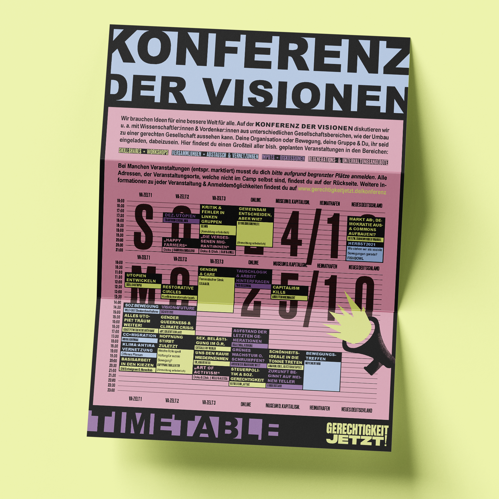 Konferenz der Visionen |  Timetable als Flyer - Front ausgeklappt