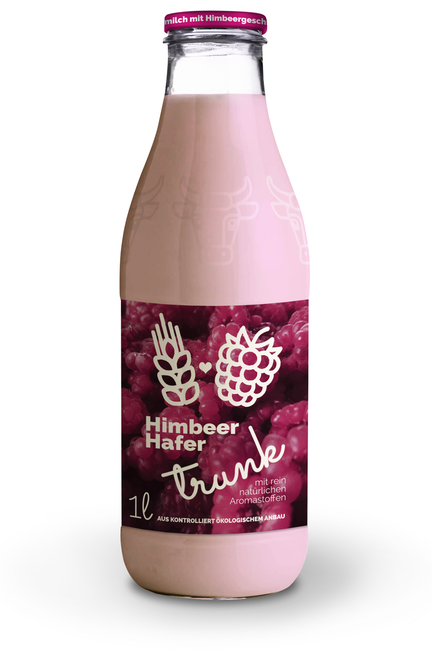 Label für Hafermilch mit Himbeergeschmack