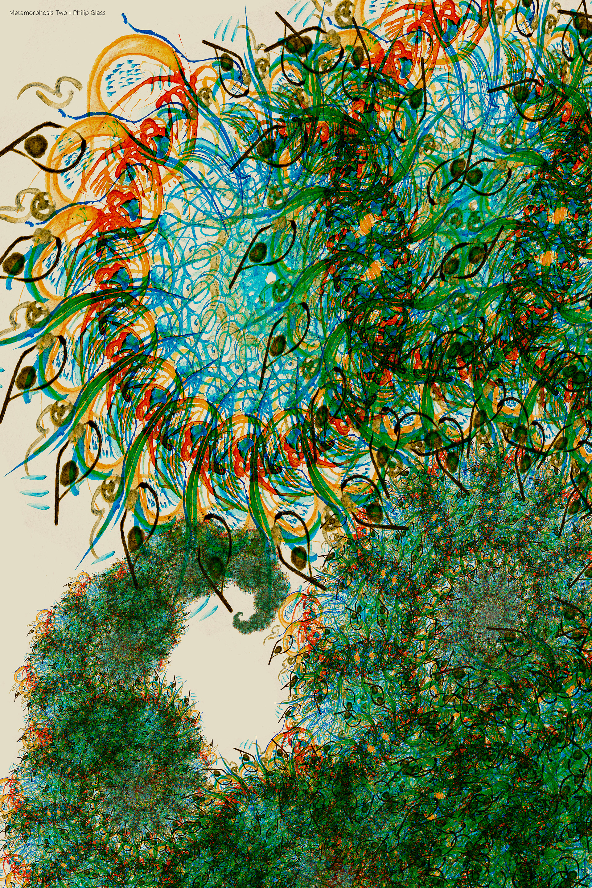 computer-generated fractal image sourced from watercolour drawing