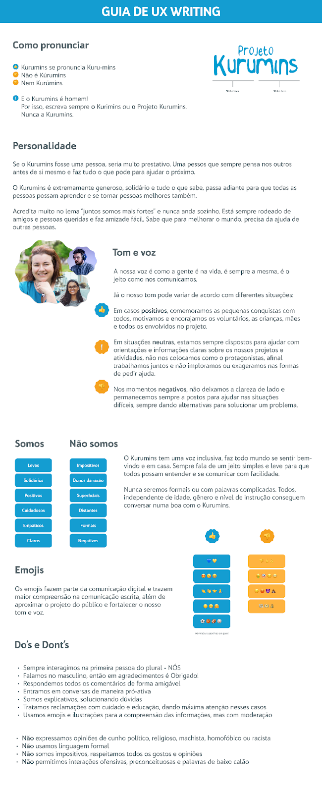 Guia de UX Writing com personalidade, tom de voz, emojis e como a marca se comunica
