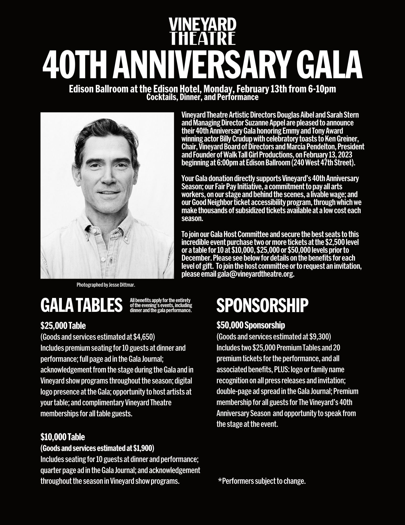 Vineyard Theatre Gala Flyer 2022