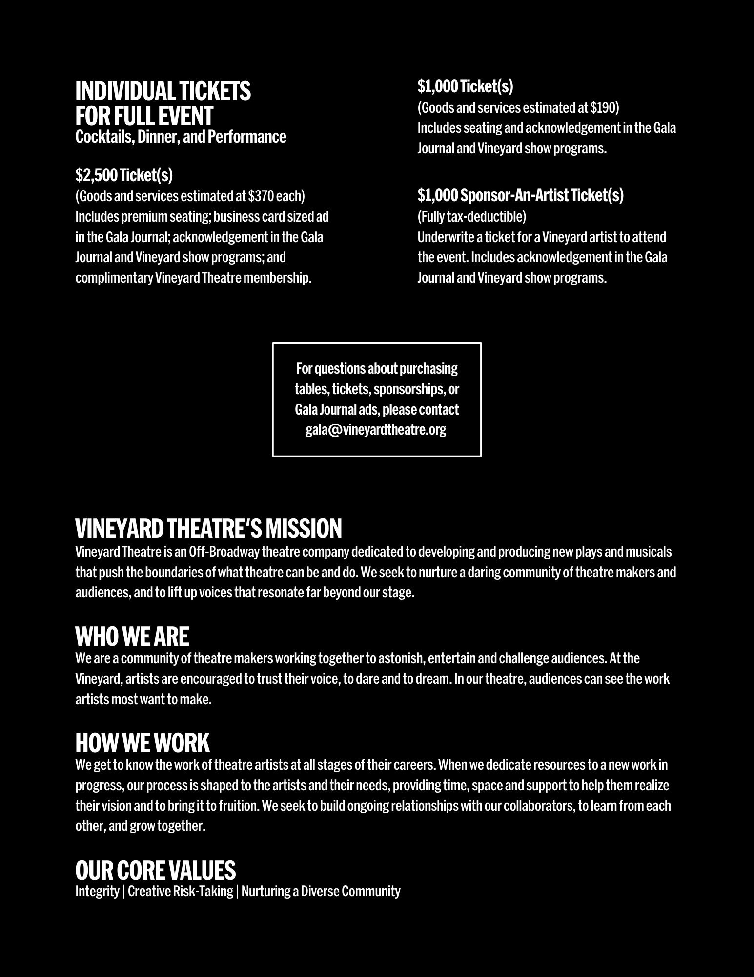 Vineyard Theatre Gala Flyer 2022 (Back)