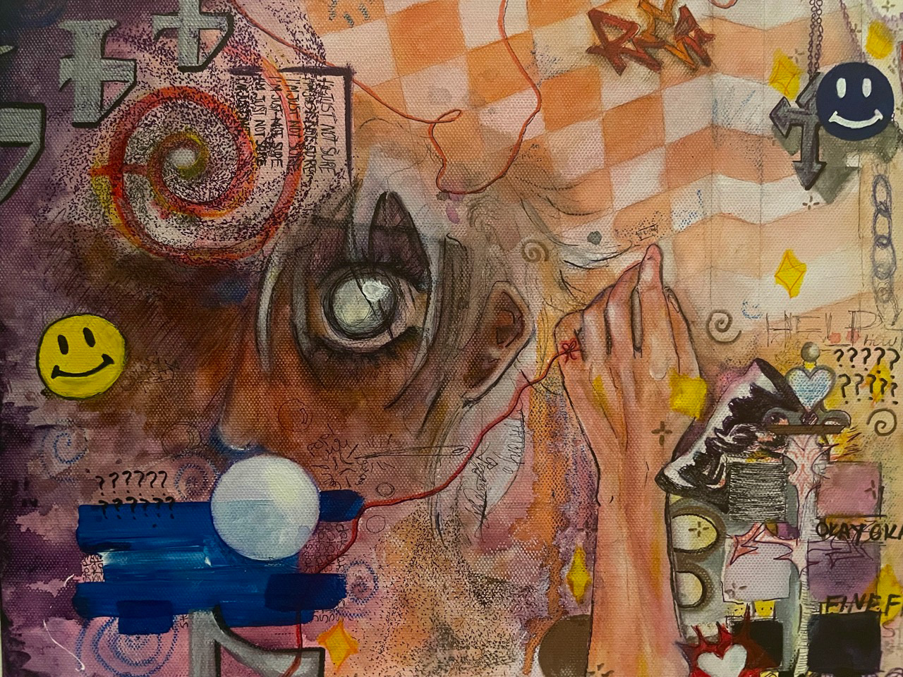 "Figure It Out" Mixed Media. 2023.