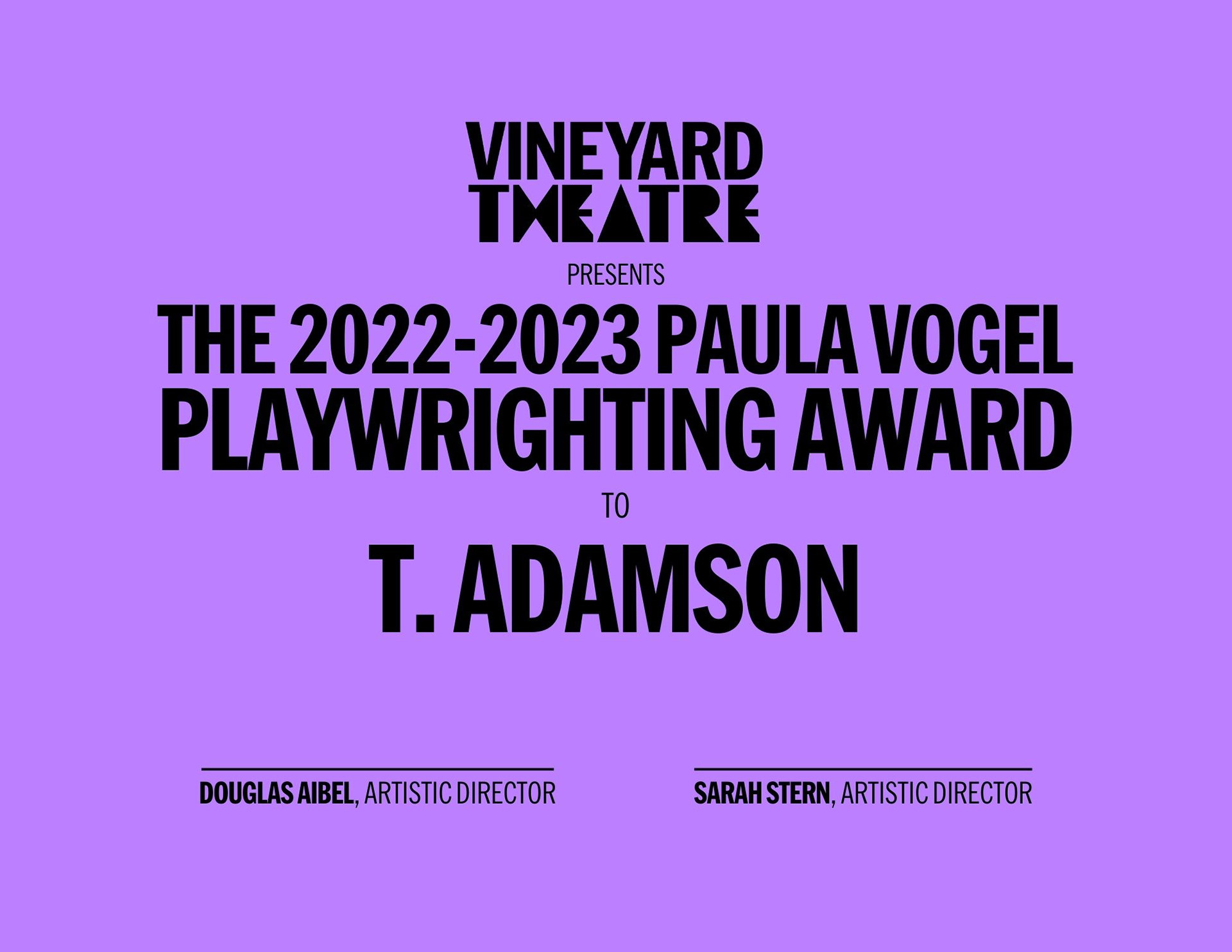 Paula Vogel Playwrighting Award Certificate