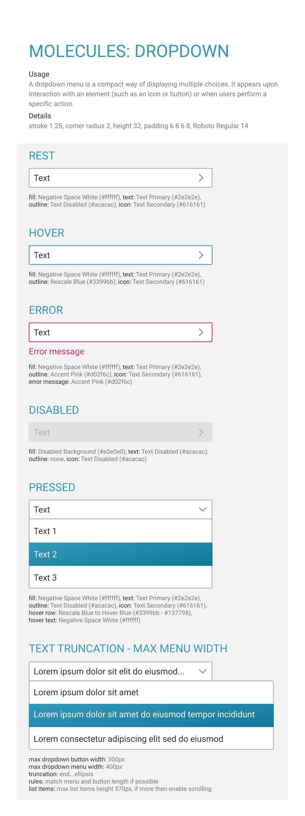 Dropdown Documentation