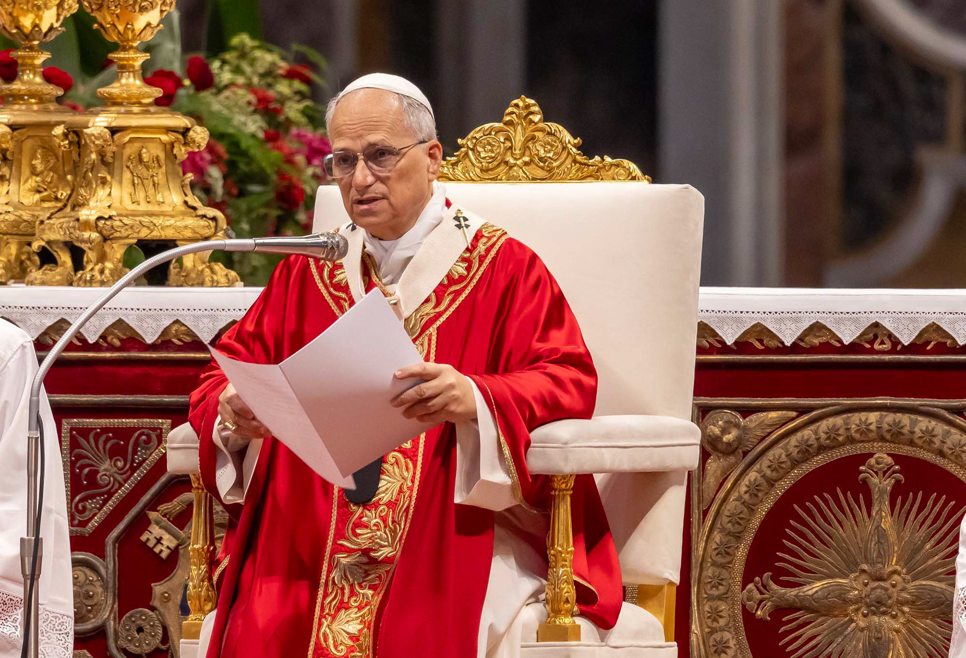 Pope Leo XIV celebrates Mass for the feast of Sts. Peter and Paul in St. Peter’s Basilica at the Vatican June 29, 2025. (CNS photo/Pablo Esparza)