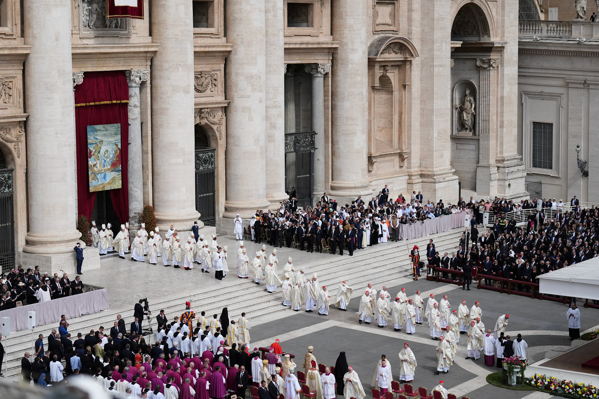 Cardinals arrive for the inauguration Mass of Pope Leo XIV, formerly Cardinal Robert Francis Prevost, at the Vatican May 18, 2025. He is the first American pope in history. (OSV News photo/Jacquelyn Martin, Reuters)