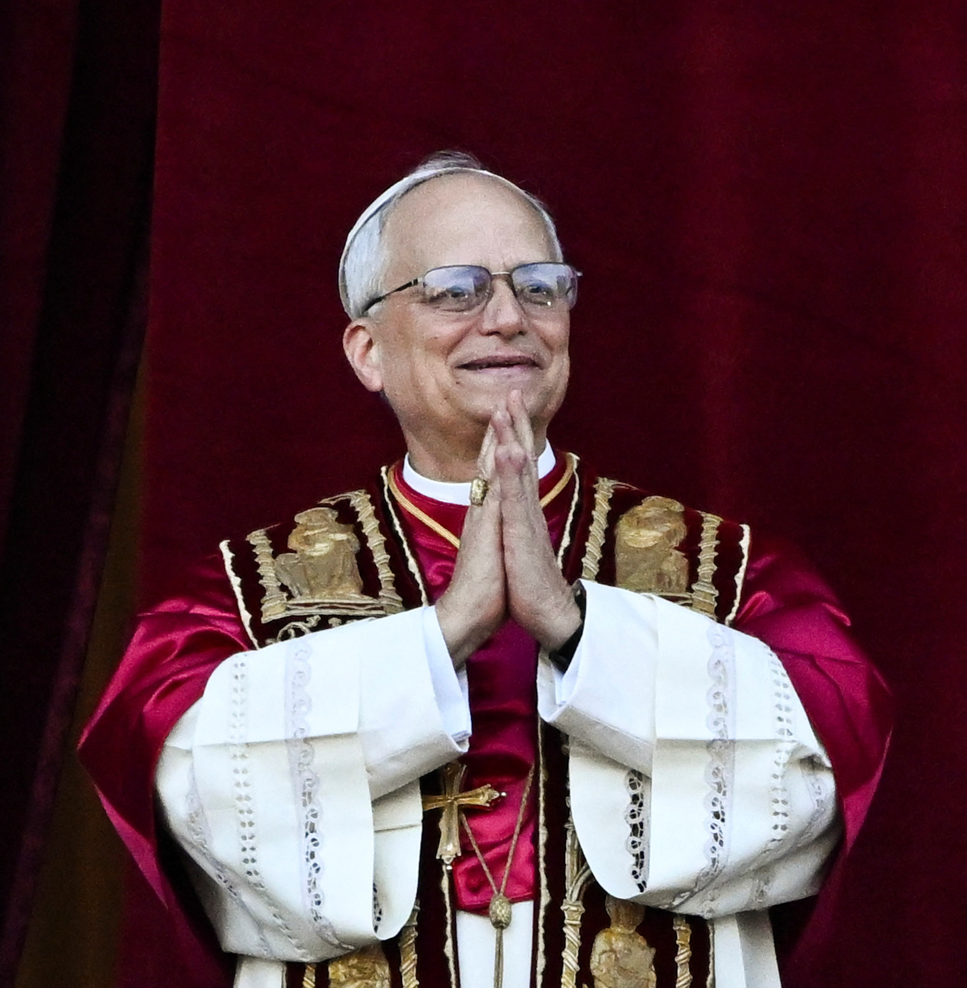 Cardinal Robert Francis Prevost, who has chosen the papal name Leo XIV, appears on the central balcony of St. Peter's Basilica at the Vatican May 8, 2025, following his election during the conclave. He is the first American pope in history. (OSV News photo/Dylan Martinez, Reuters)