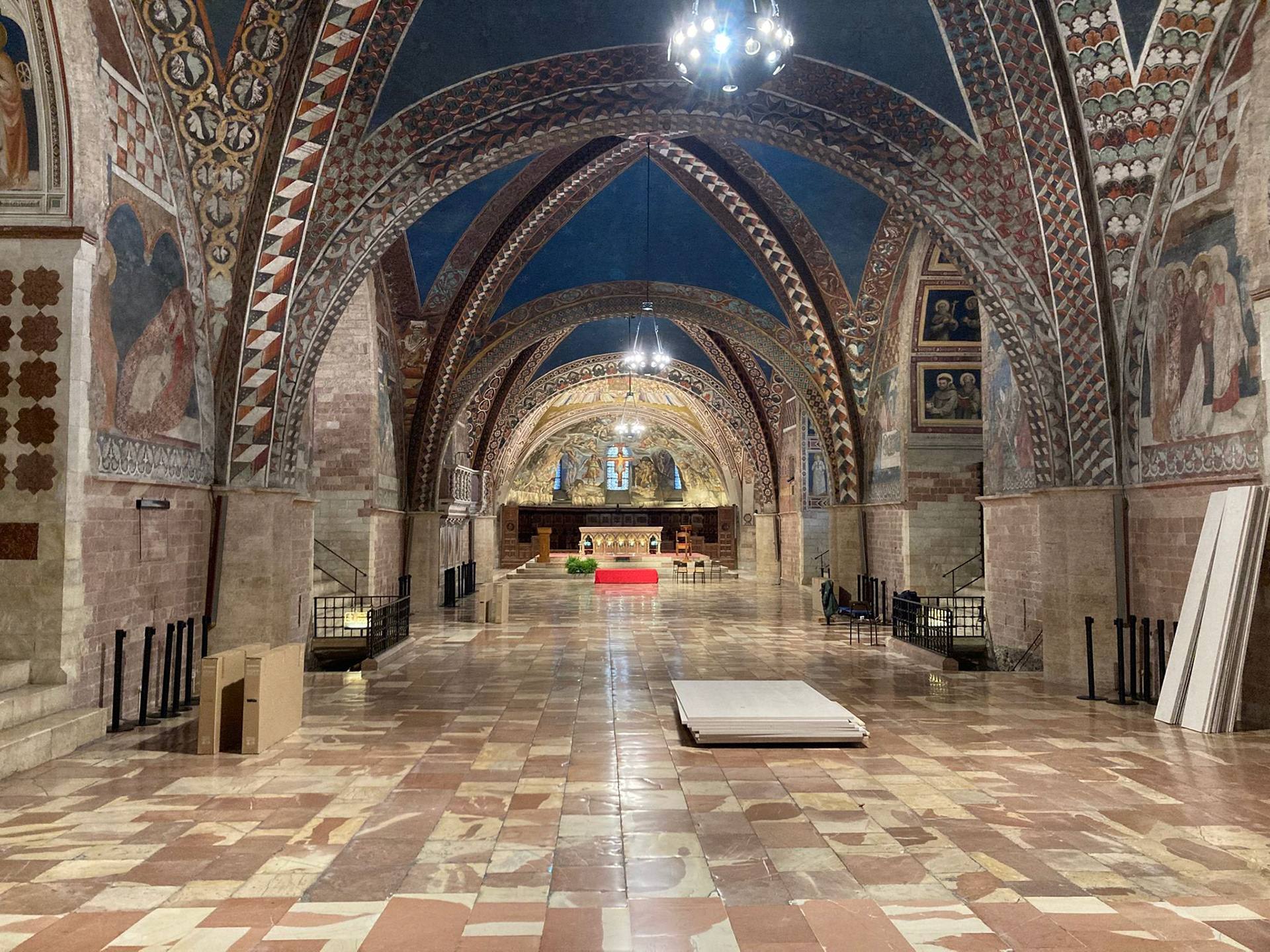 The Lower Church of the Basilica of St. Francis of Assisi in Italy is seen after the monthlong public veneration of the bones of St. Francis concluded March 22, 2026. (OSV News photo/courtesy Basilica of St. Francis of Assisi)