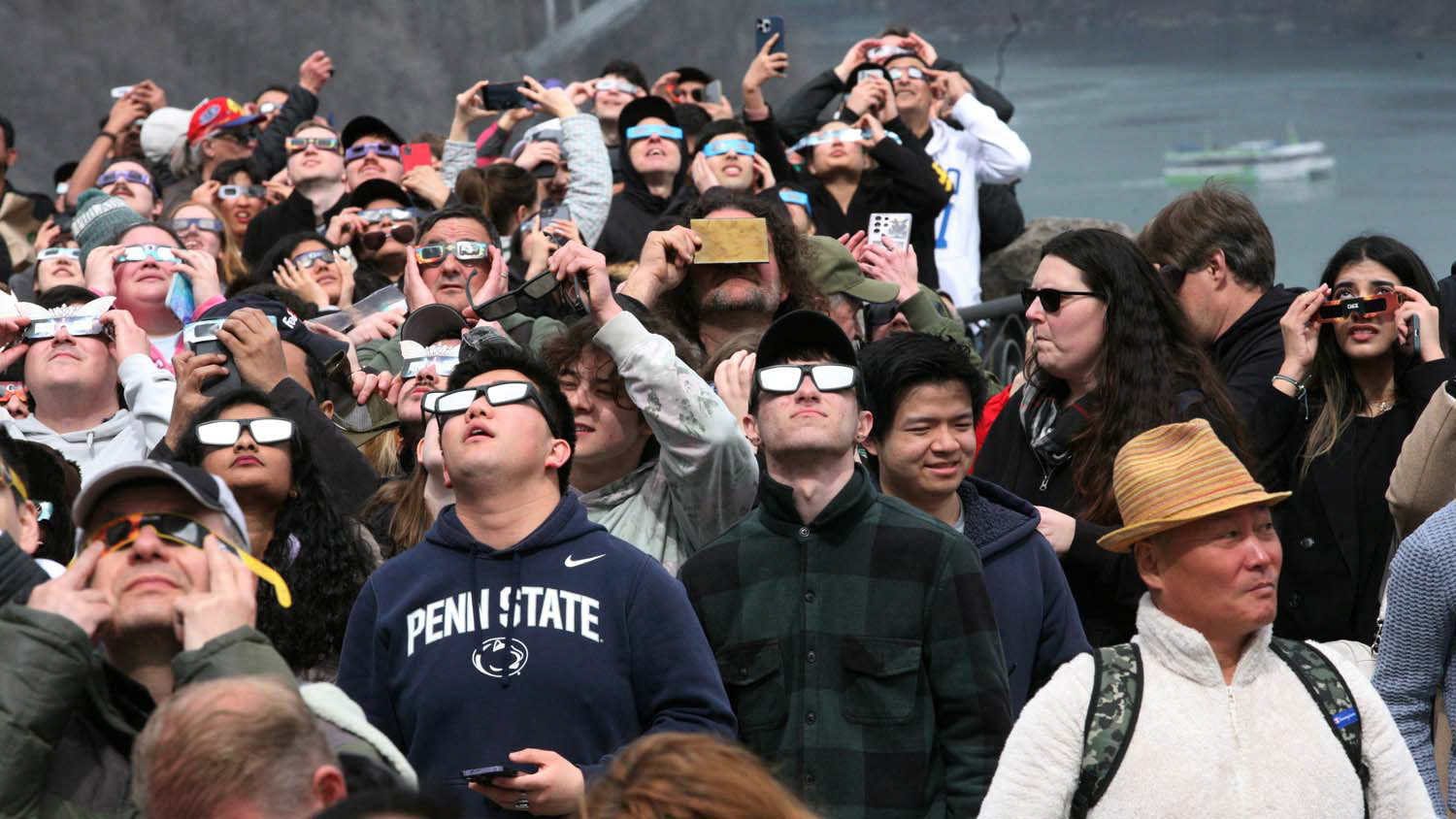 People gather to watch the total solar eclipse in Niagara Falls, Ontario, April 8, 2024. (OSV News photo/Kyaw Soe Oo, Reuters)
