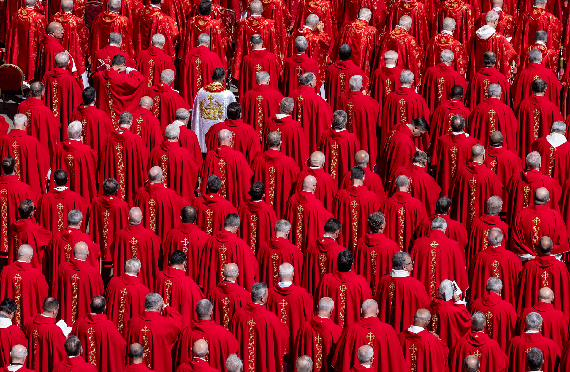 Bishops concelebrate the funeral Mass of Pope Francis in St. Peter's Square at the Vatican April 26, 2025. (CNS photo/Pablo Esparza)