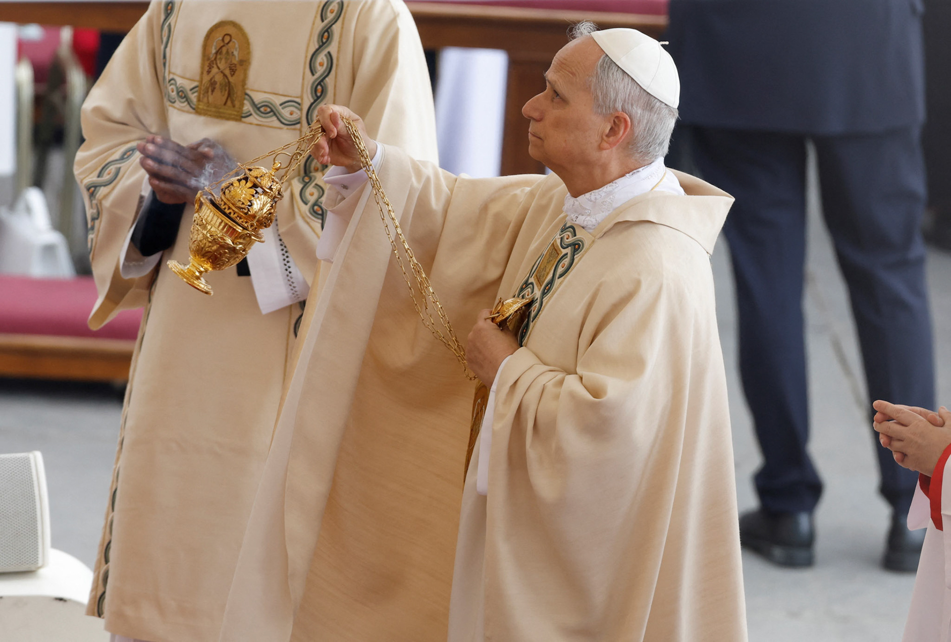 Pope Leo XIV, formerly Cardinal Robert Francis Prevost, celebrates his inauguration Mass at the Vatican May 18, 2025. He is the first American pope in history. (OSV News photo/Remo Casilli, Reuters)