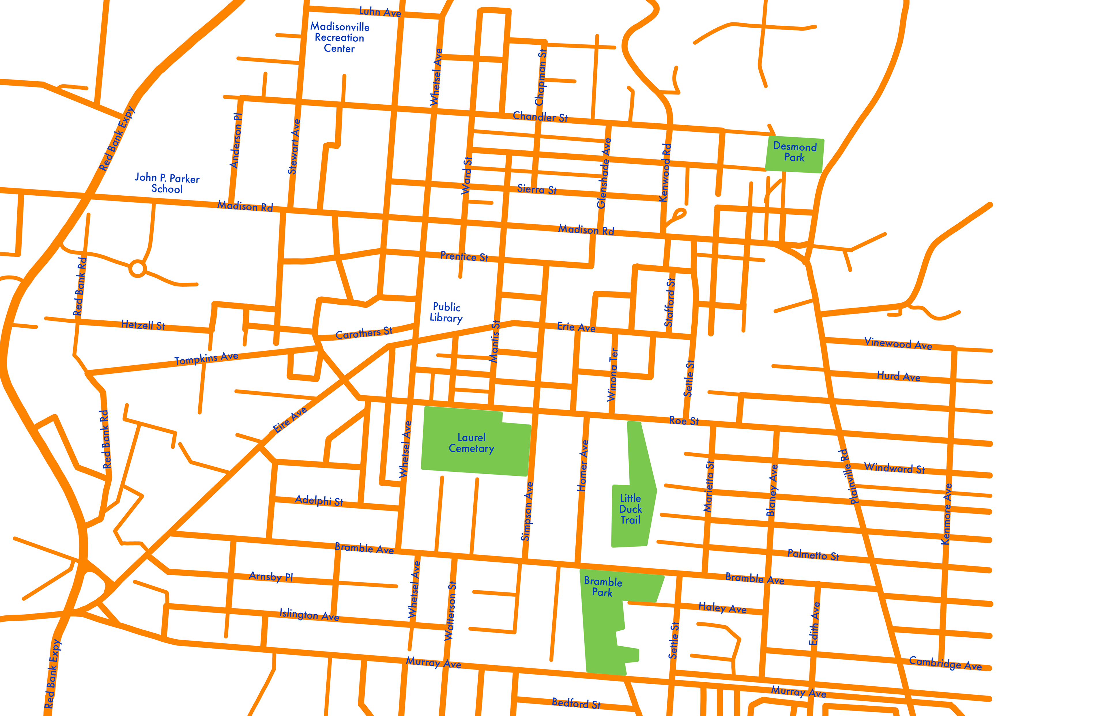 Map of the area for participants to mark specified locations