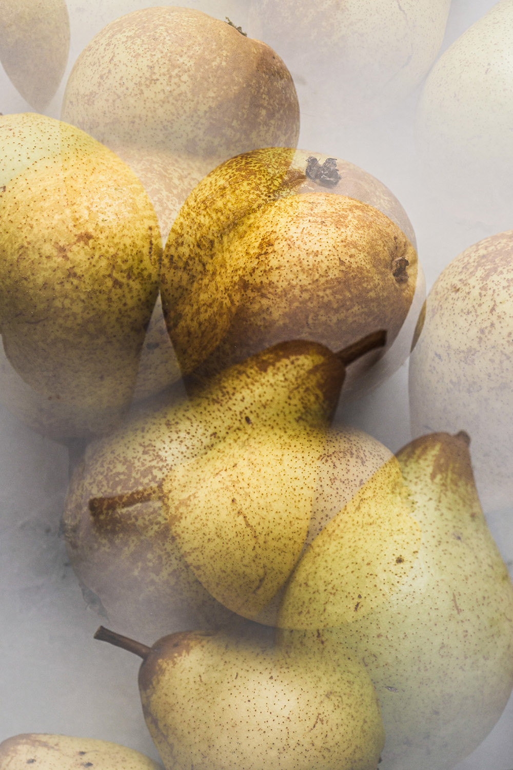 Yellow pears, multiple exposure, abstract image