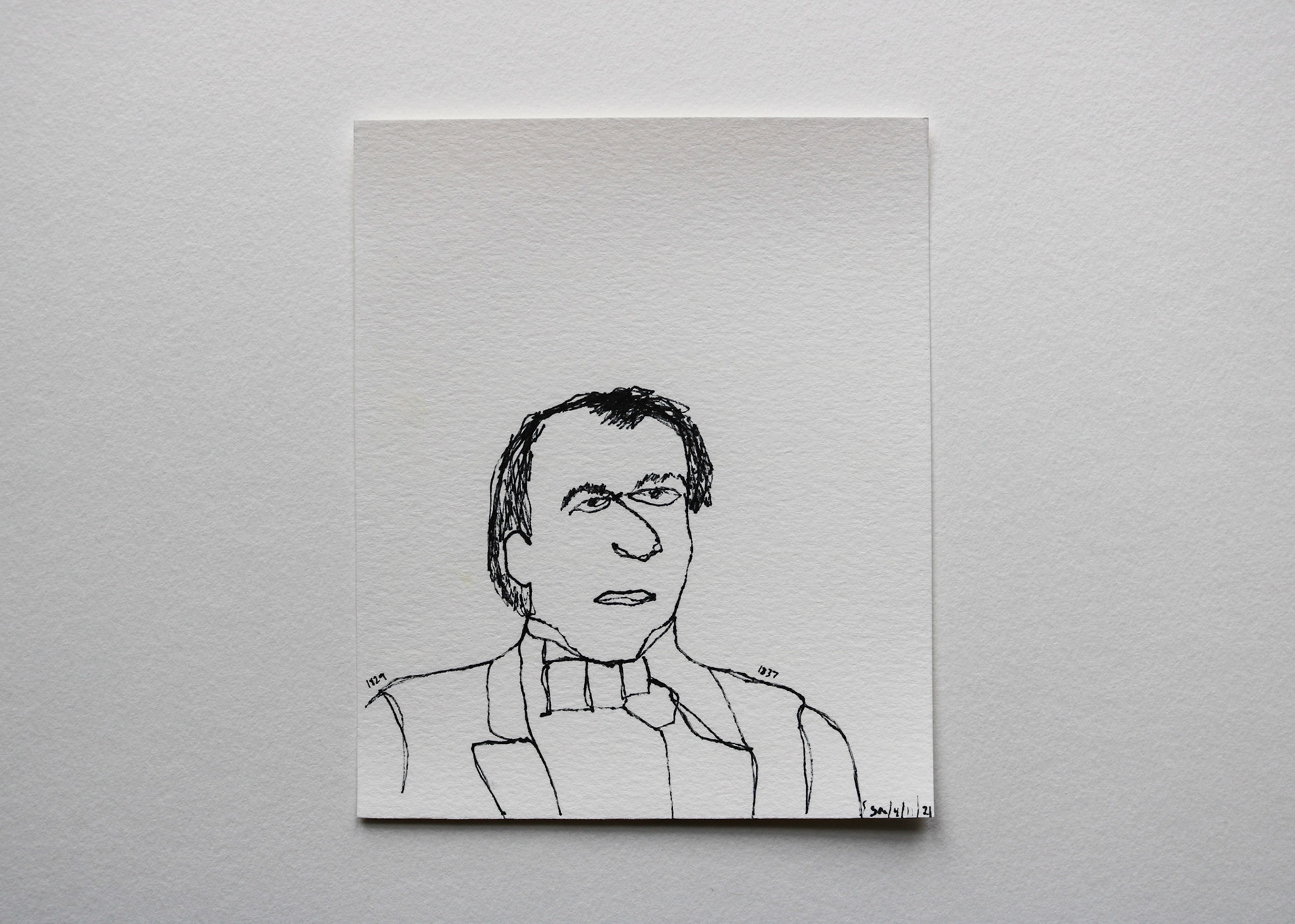 Andrew Johnson / Black Marker on White Card Stock / 7 x 6 in