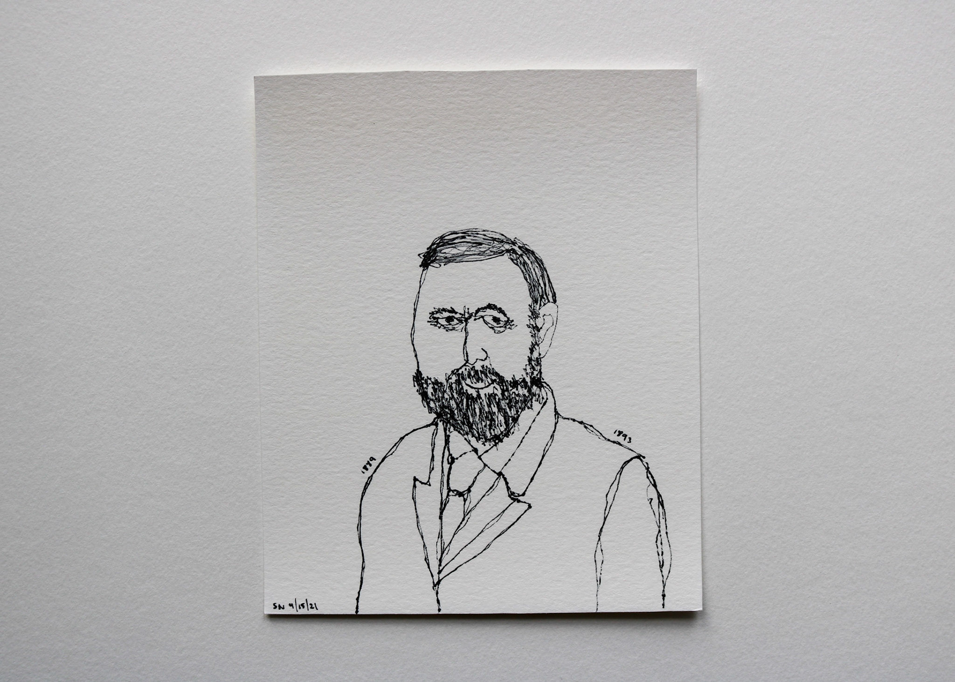 Benjamin Harrison / Black Marker on White Card Stock / 7 x 6 in