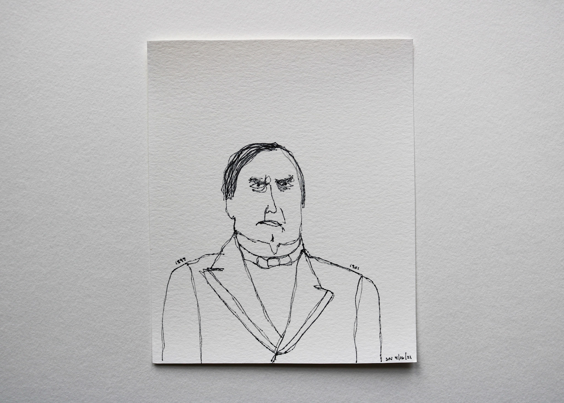 William McKinley / Black Marker on White Card Stock / 7 x 6 in