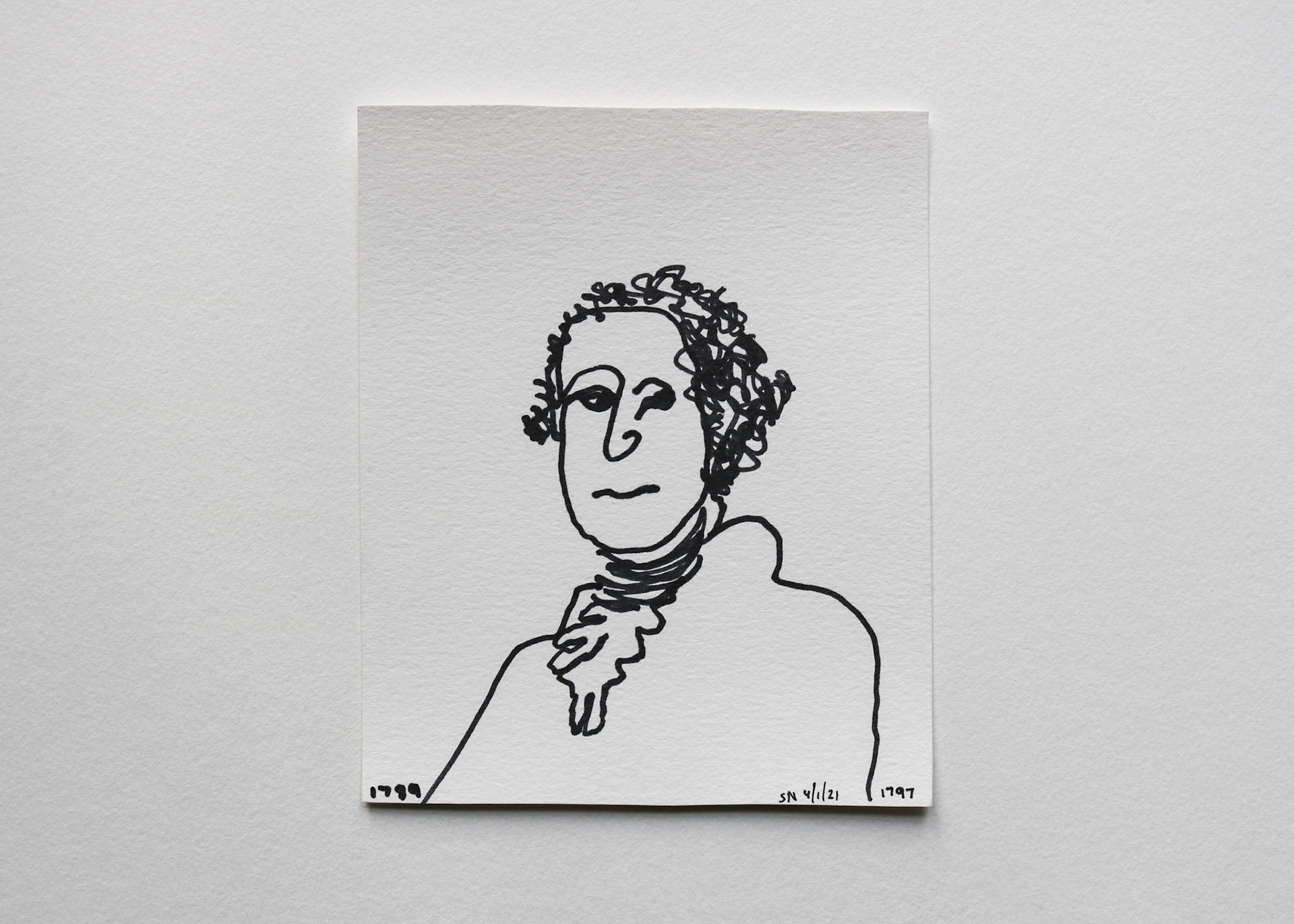 George Washington / Black Marker on White Card Stock / 7 x 6 in