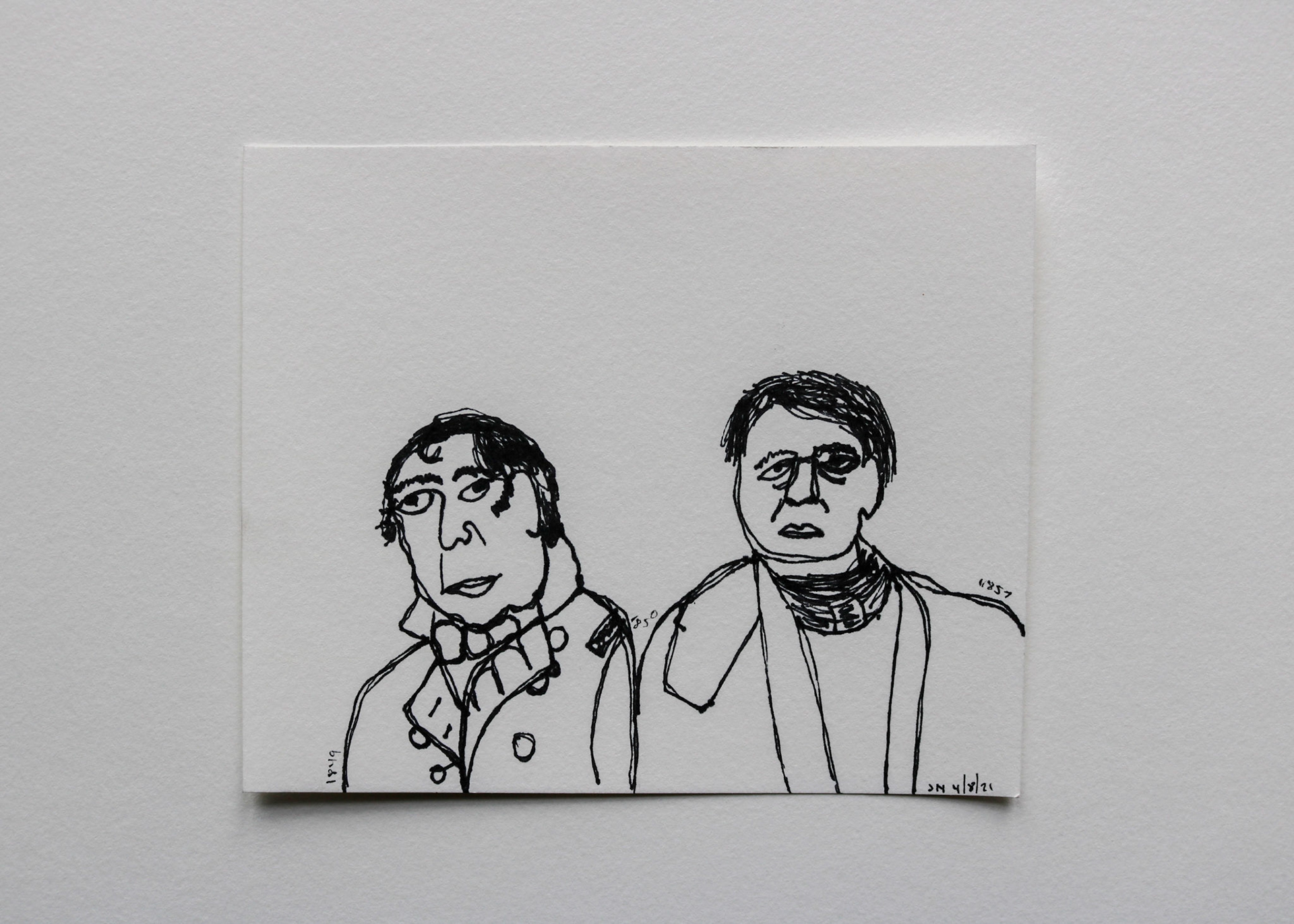 Zachary Taylor & Millard Fillmore / Black Marker on White Card Stock / 7 x 6 in