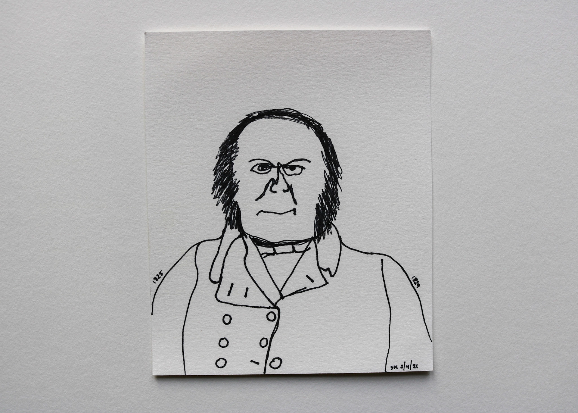 John Quincy Adams / Black Marker on White Card Stock / 7 x 6 in