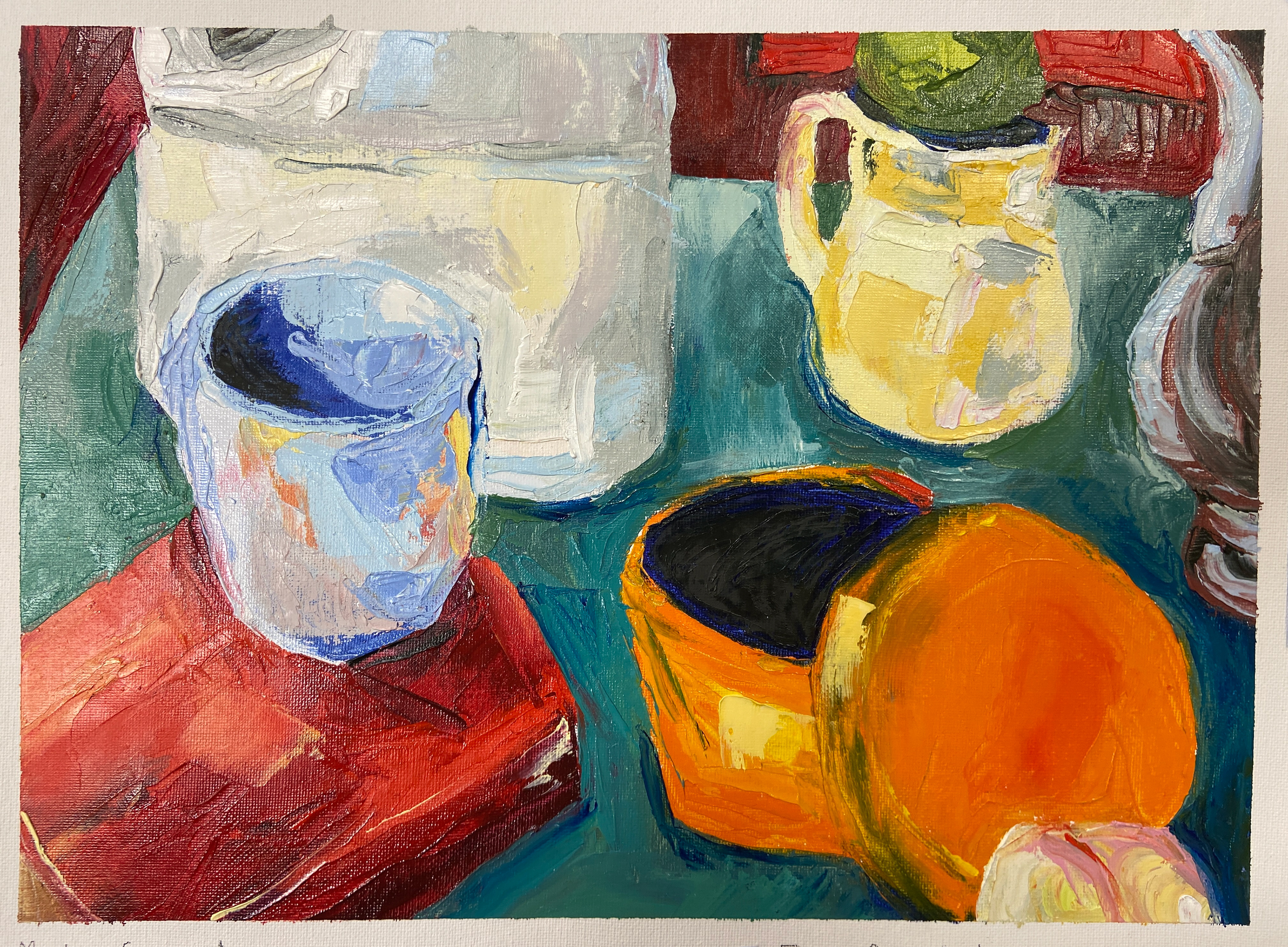Collection, oil on canvas paper, palette knife study, 12 x 16" 2023