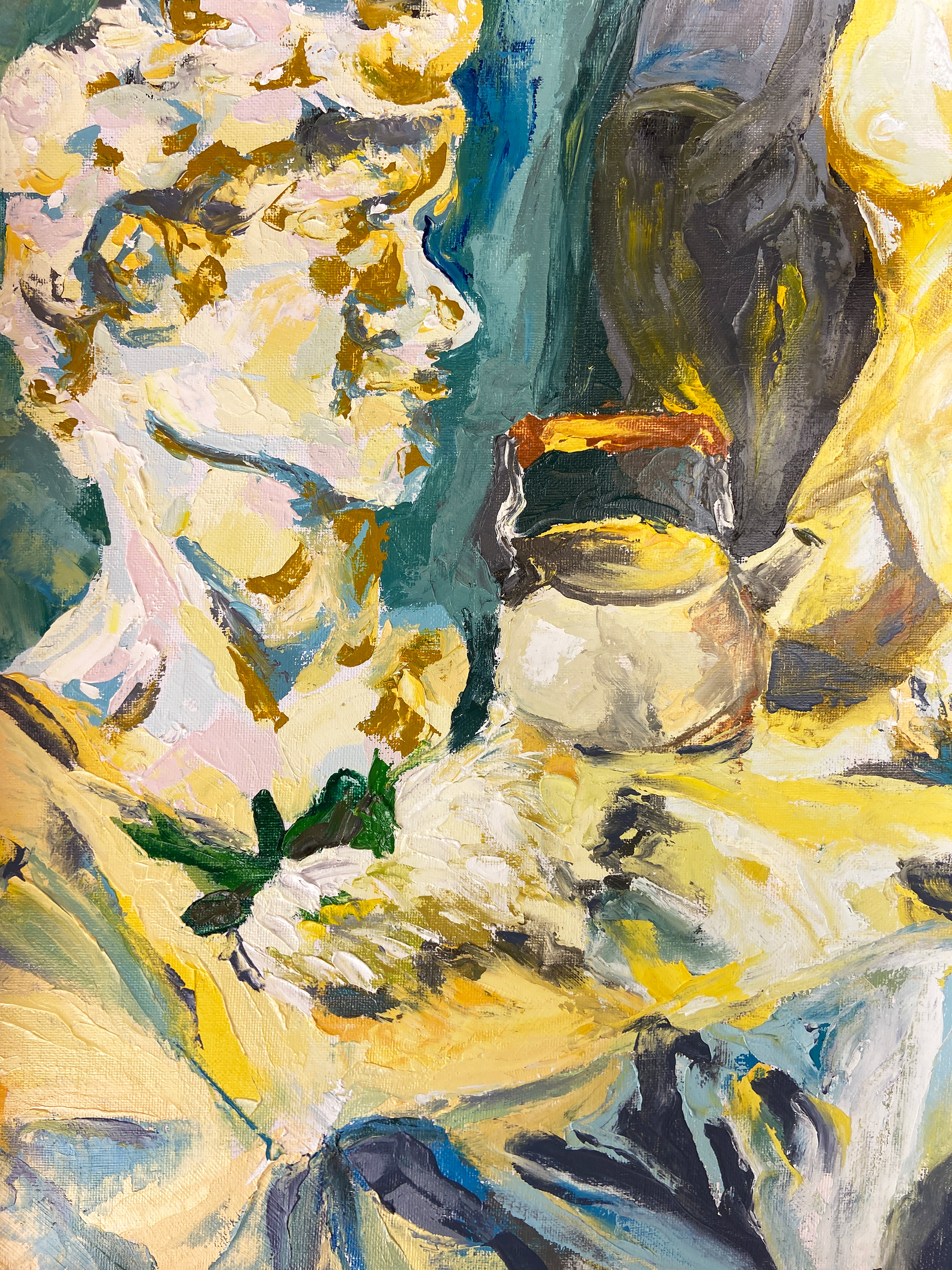 Warmth, oil on canvas paper, palette knife/lighting study, 16 x 12" 2024