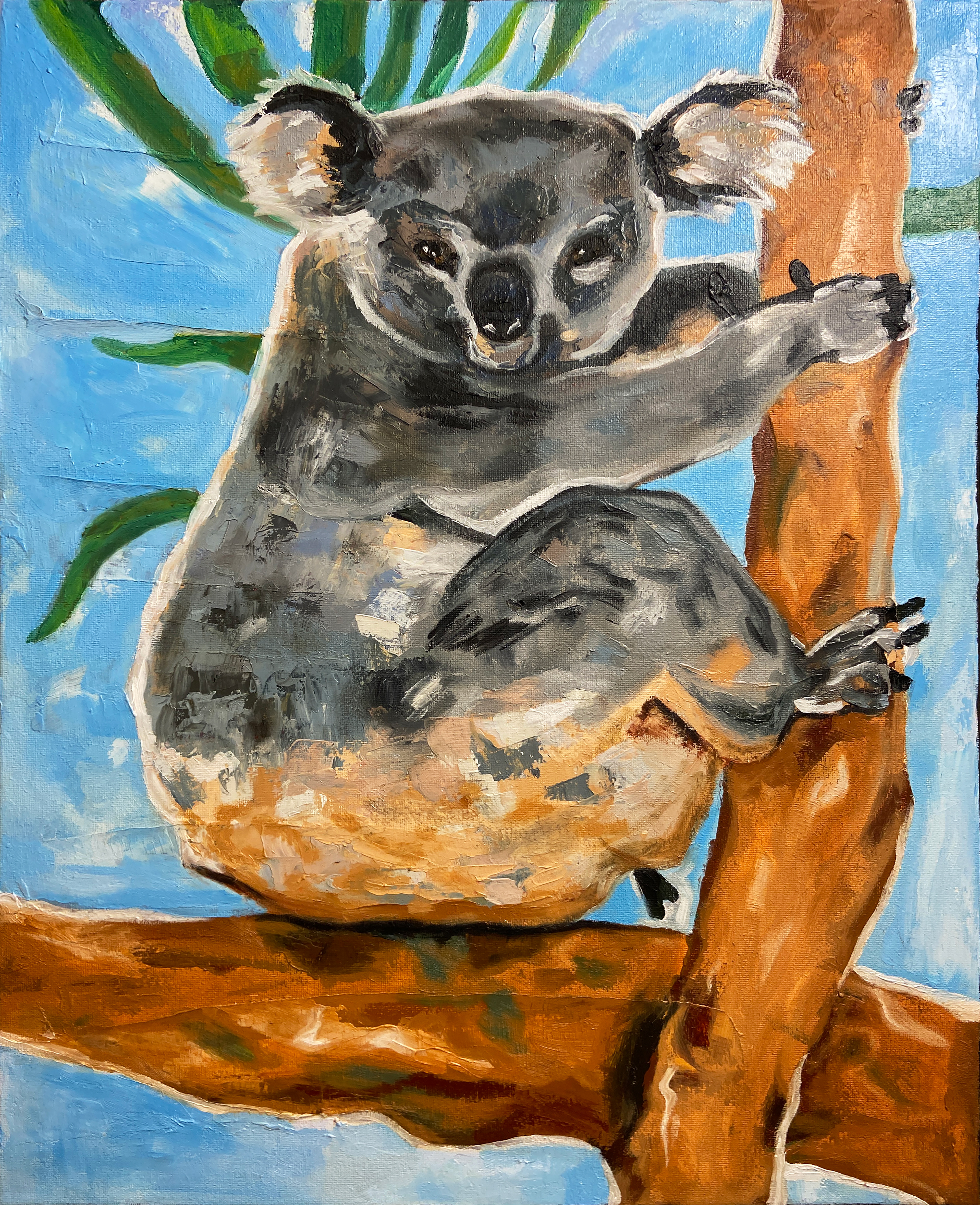 Hanging On, oil on canvas using palette knife, 20 x 16", 2025