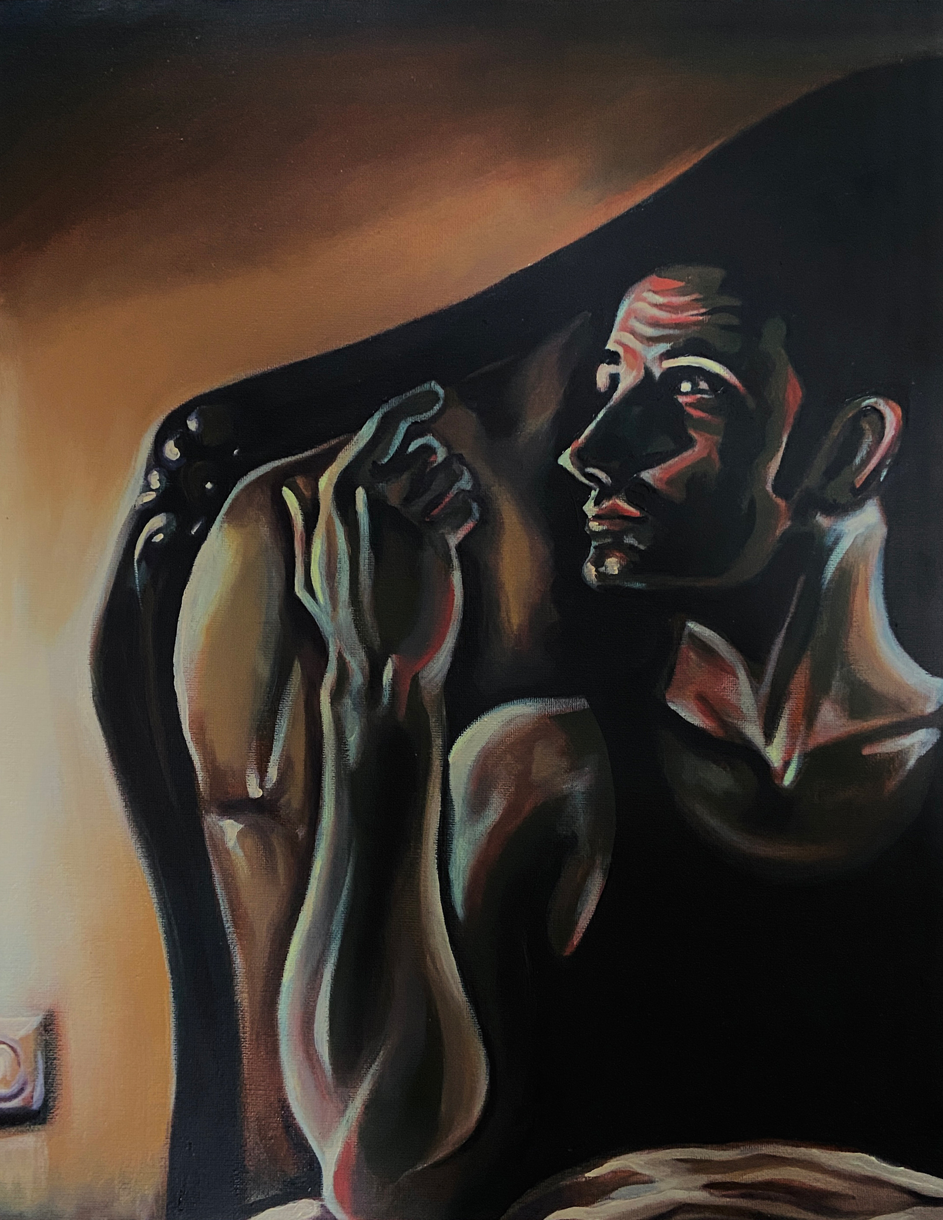 Dramatic Lighting Study, oil on canvas paper, 20 x 16", 2024