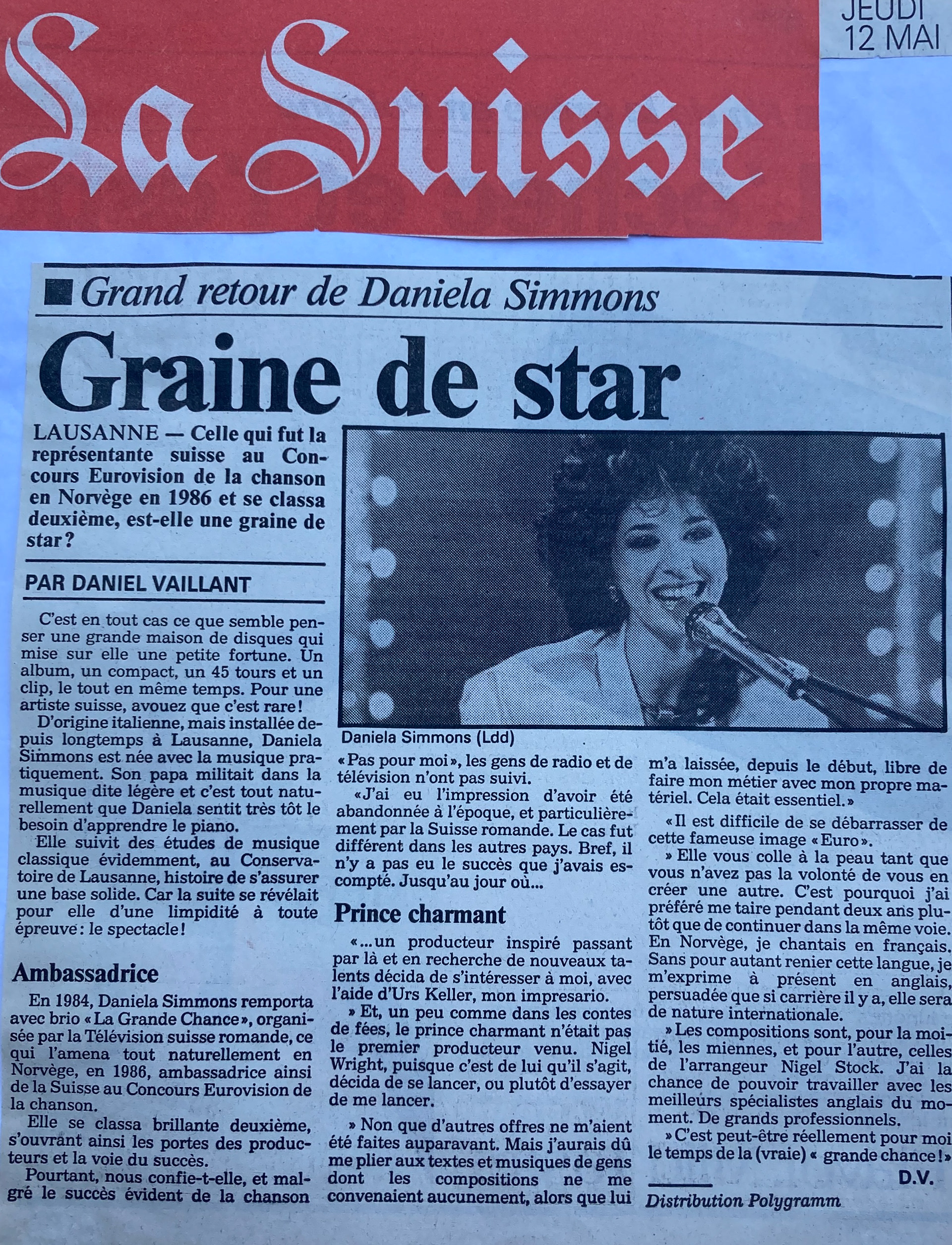 La Suisse 12 mai 1988