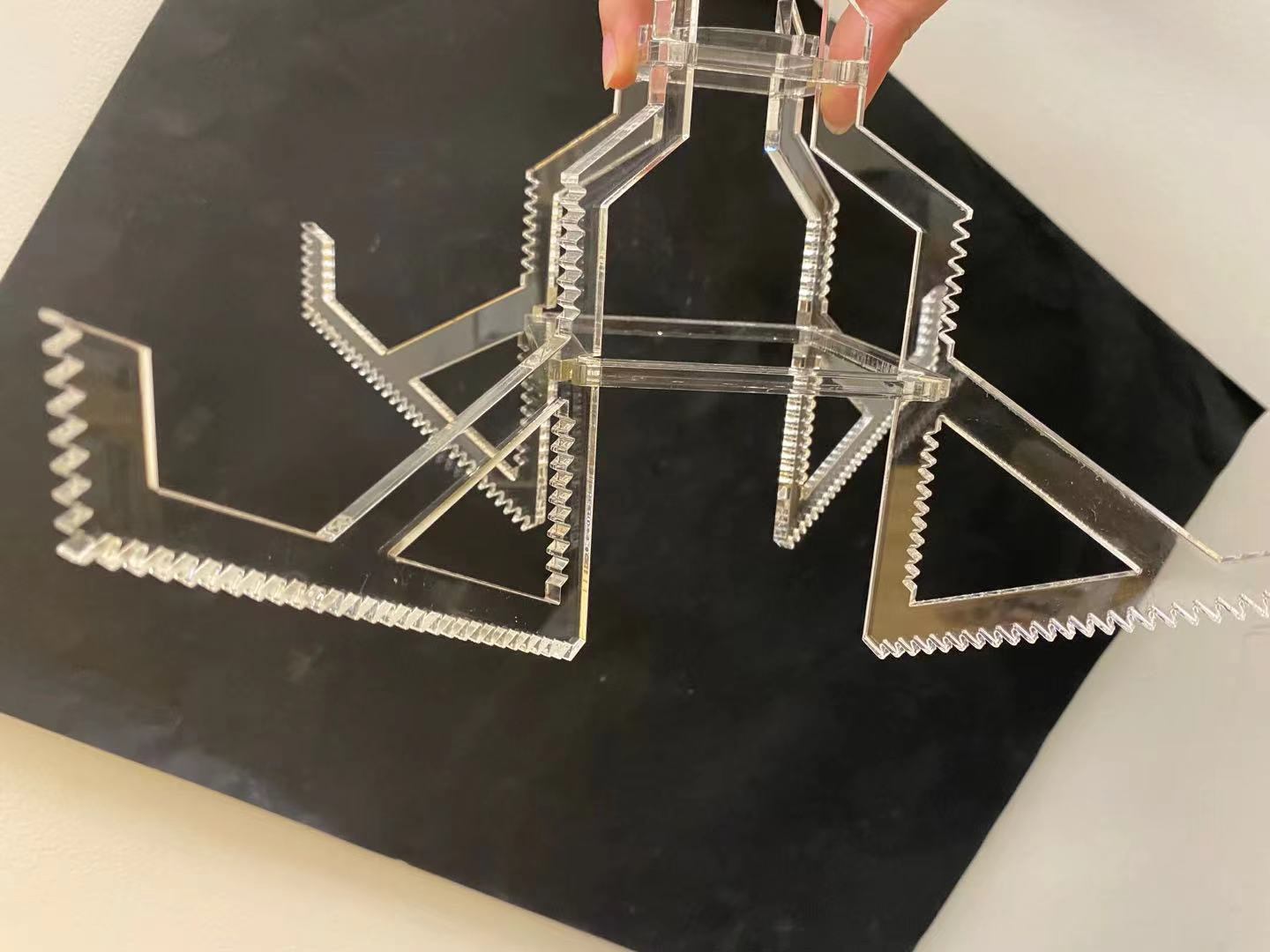 Acrylic base structure to be wrapped in twine to host salt crystals