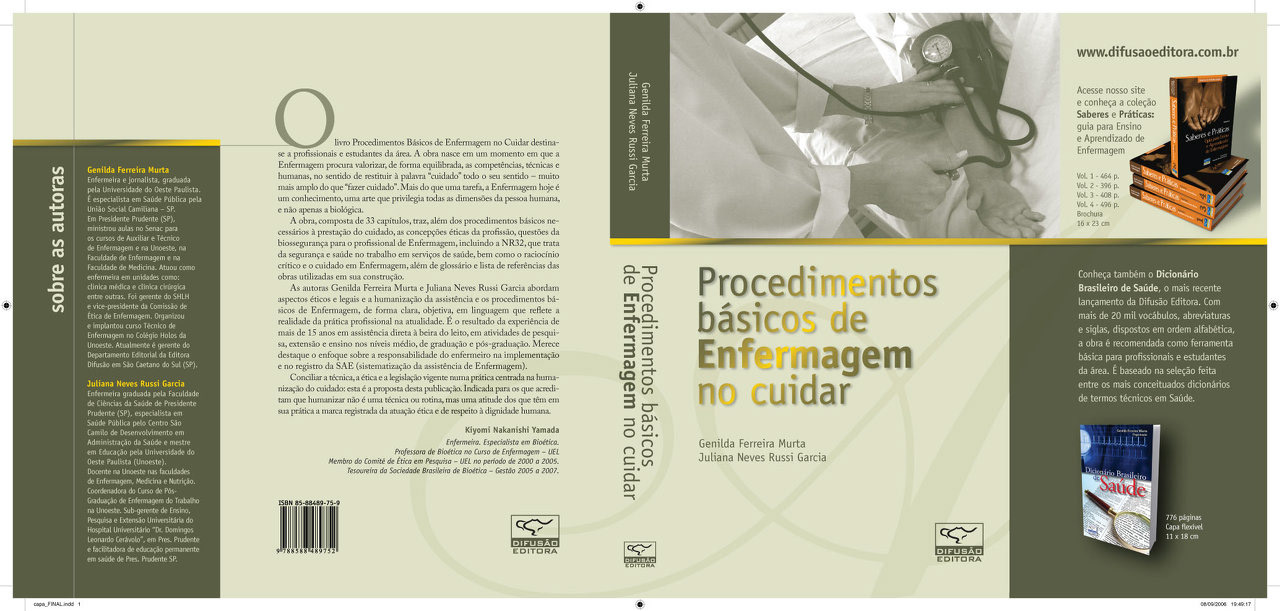Livro "Procedimentos básicos de enfermagem no cuidar"