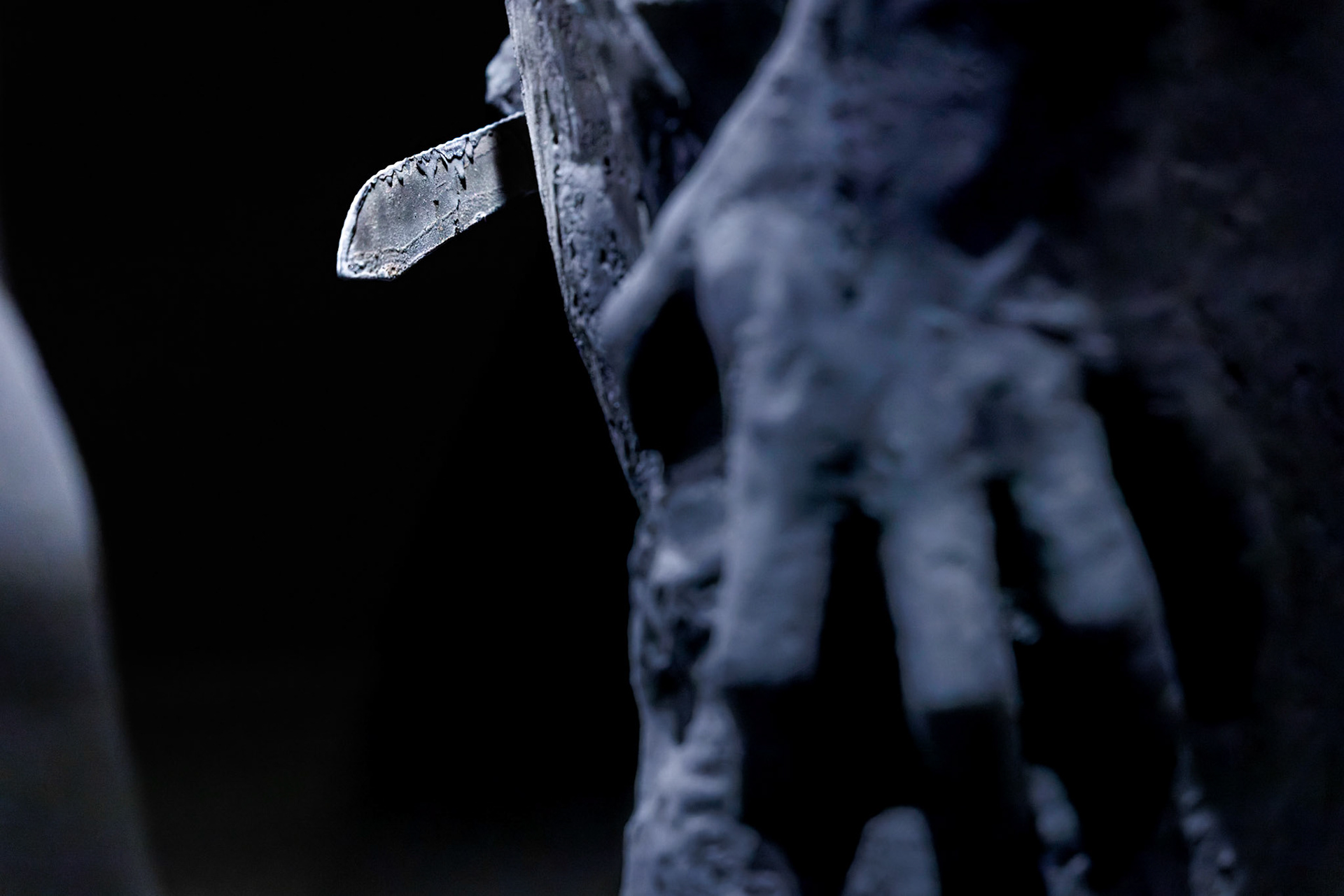 While Abraham may be anguished, the main action is still the knife and its purpose.