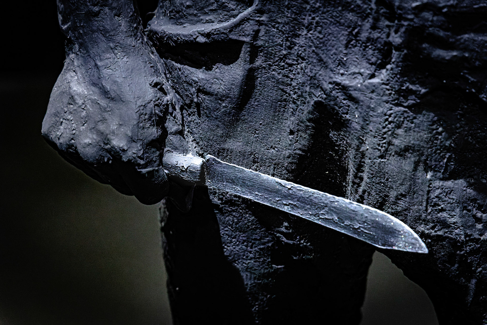 The knife, edge sharpened, already moving to its target.