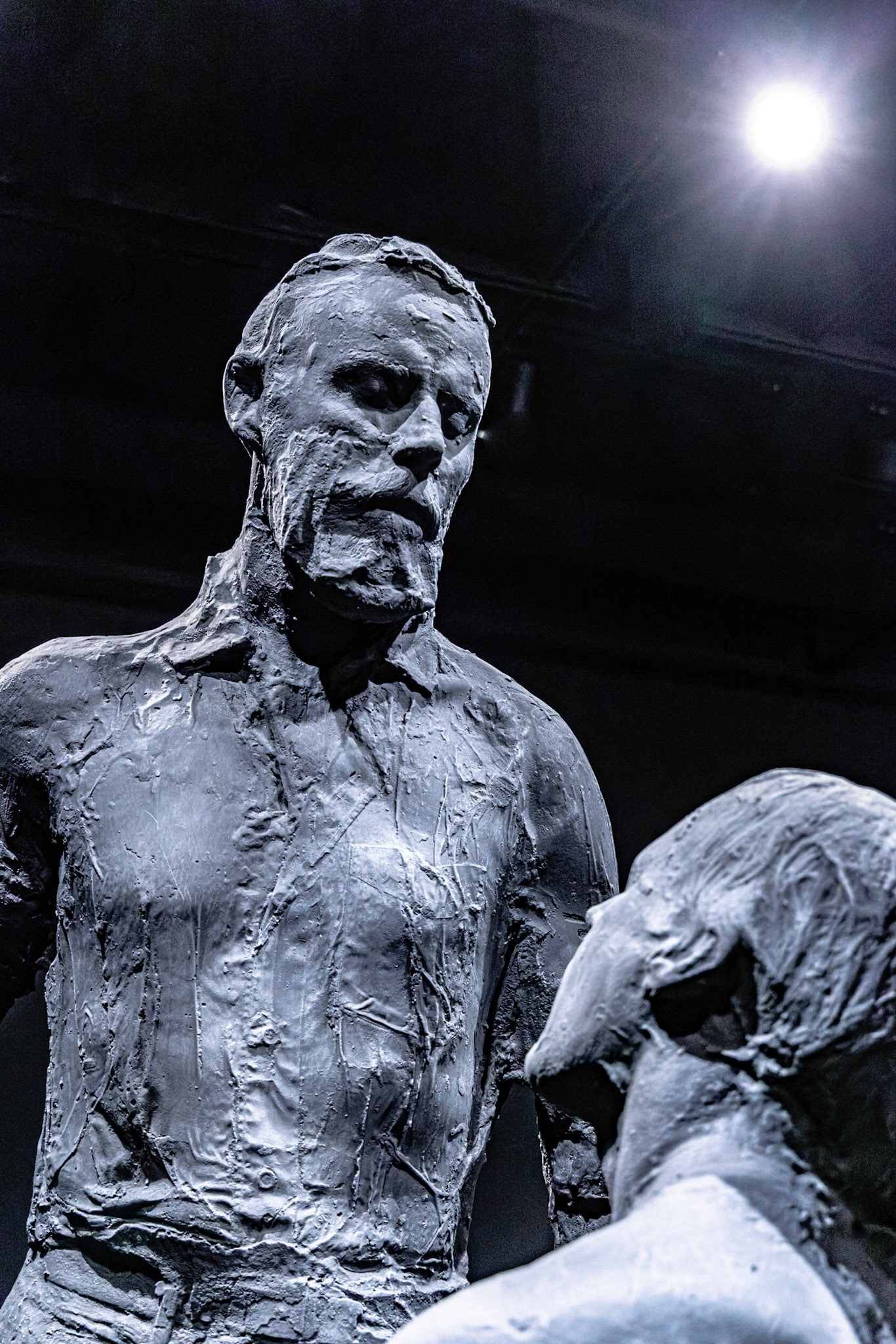 Abraham looking down at Isaac sternly ... with the thought of G-d watching his moments at the time.