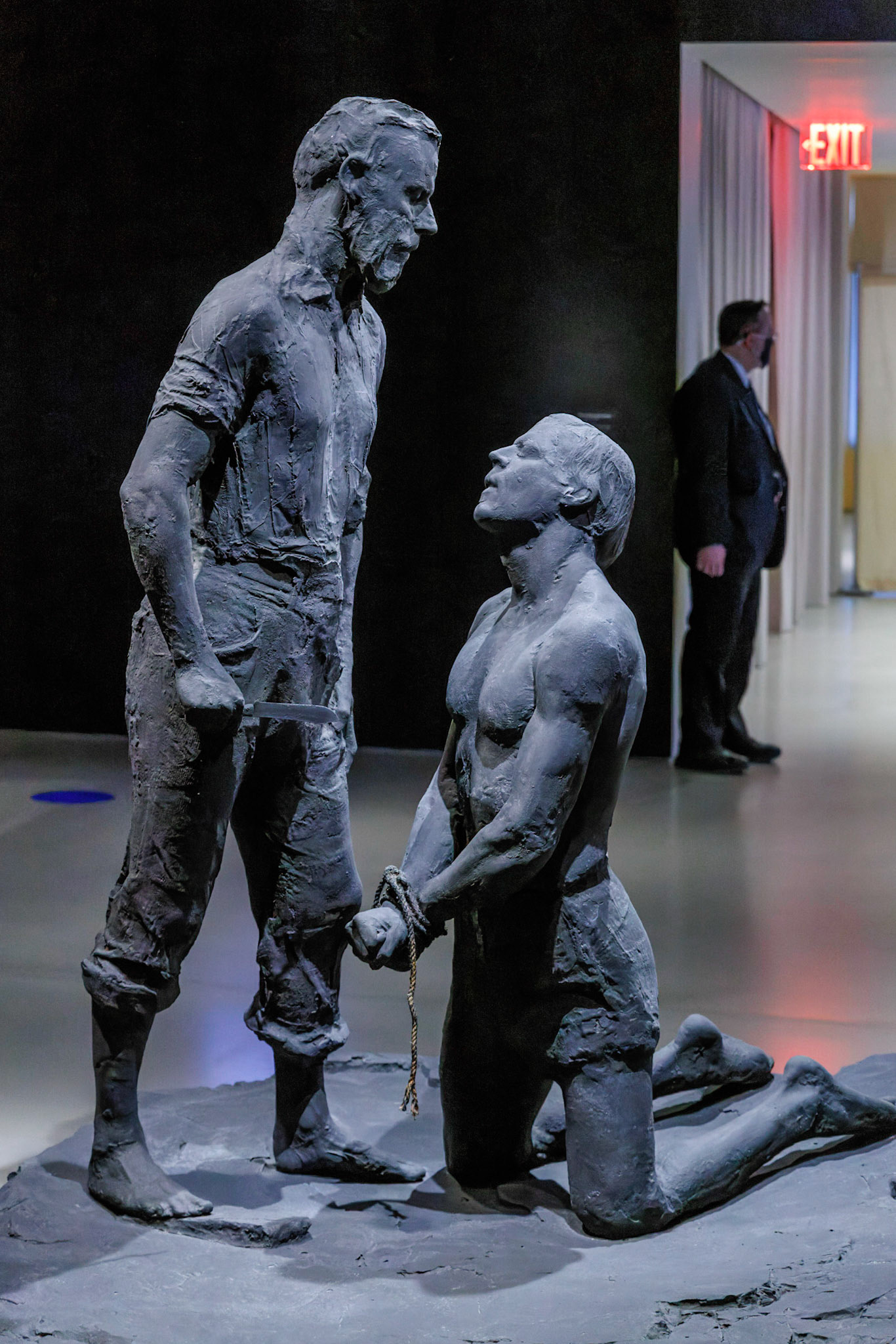 George Segal's "Abraham and Issac" statue in the permenant collection of the Jewish Museum. This is what one sees as entering the room where it is exhibited.