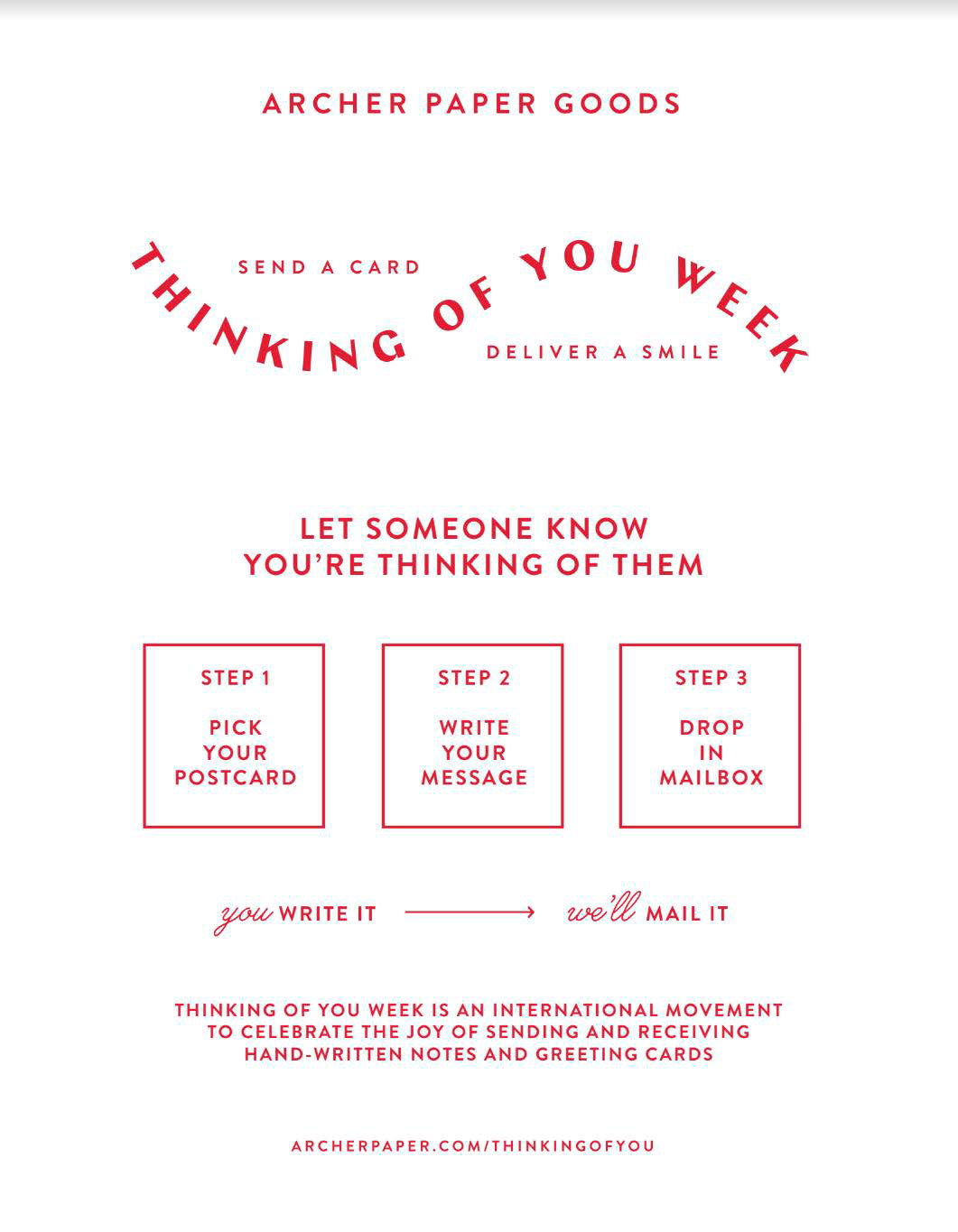 Organized postcard writing initiative in Atlanta, Ga - collected over 1000 postcards from customers of Ponce City Market and Archer Paper Goods. Designed Poster, postcard, and display pieces.  