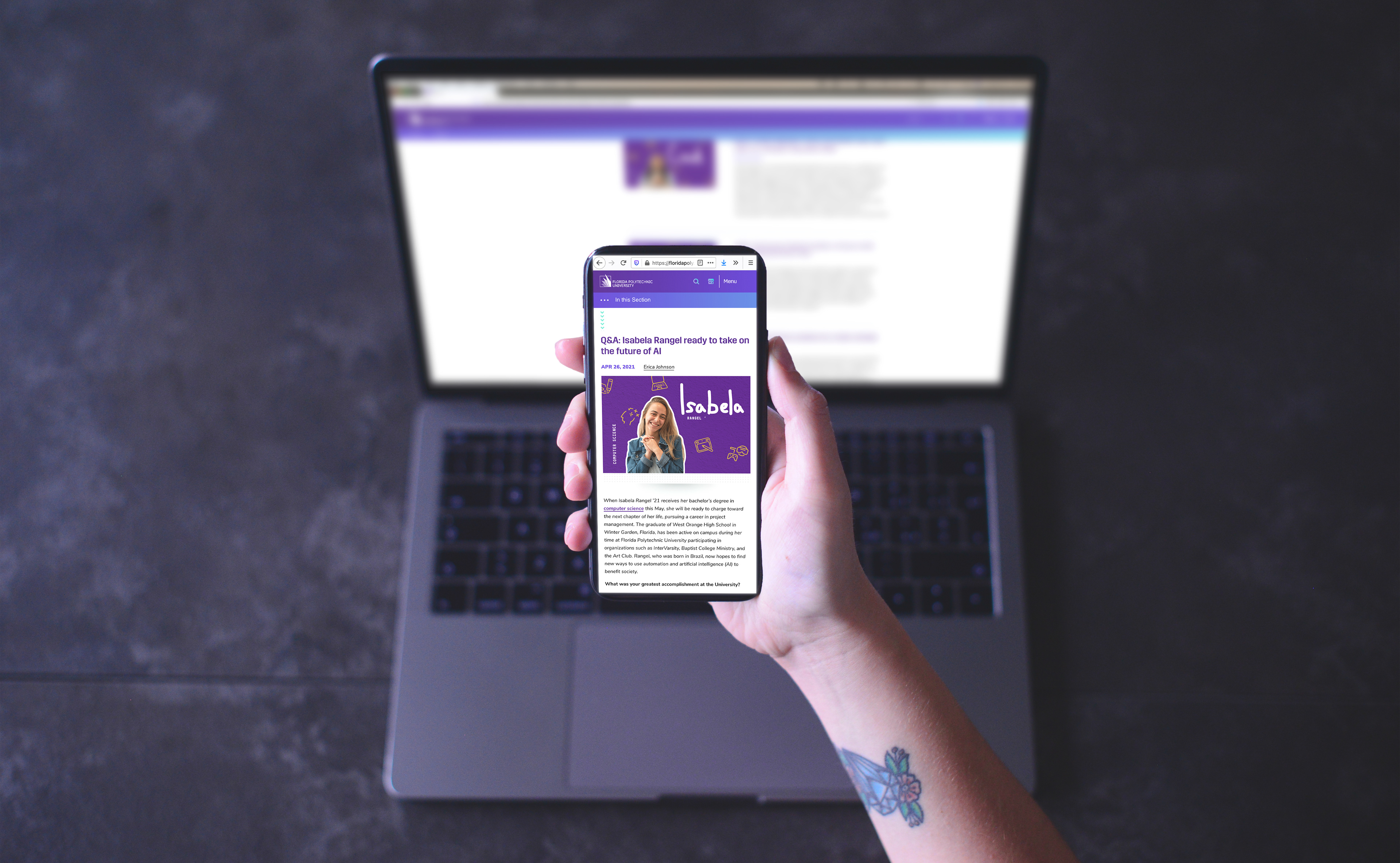 Example of a commencement profile story featured on the website
