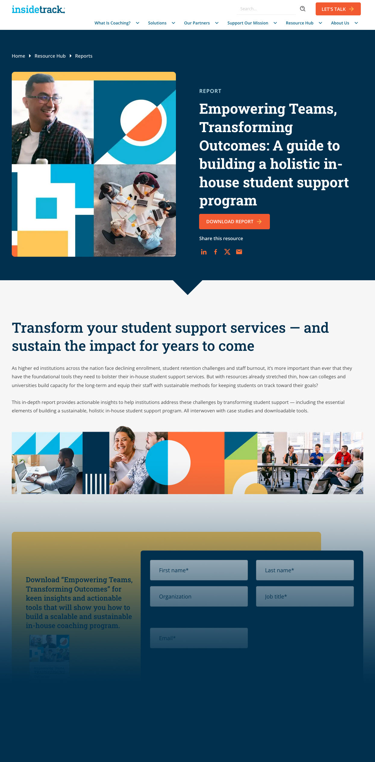 Top half of the landing page