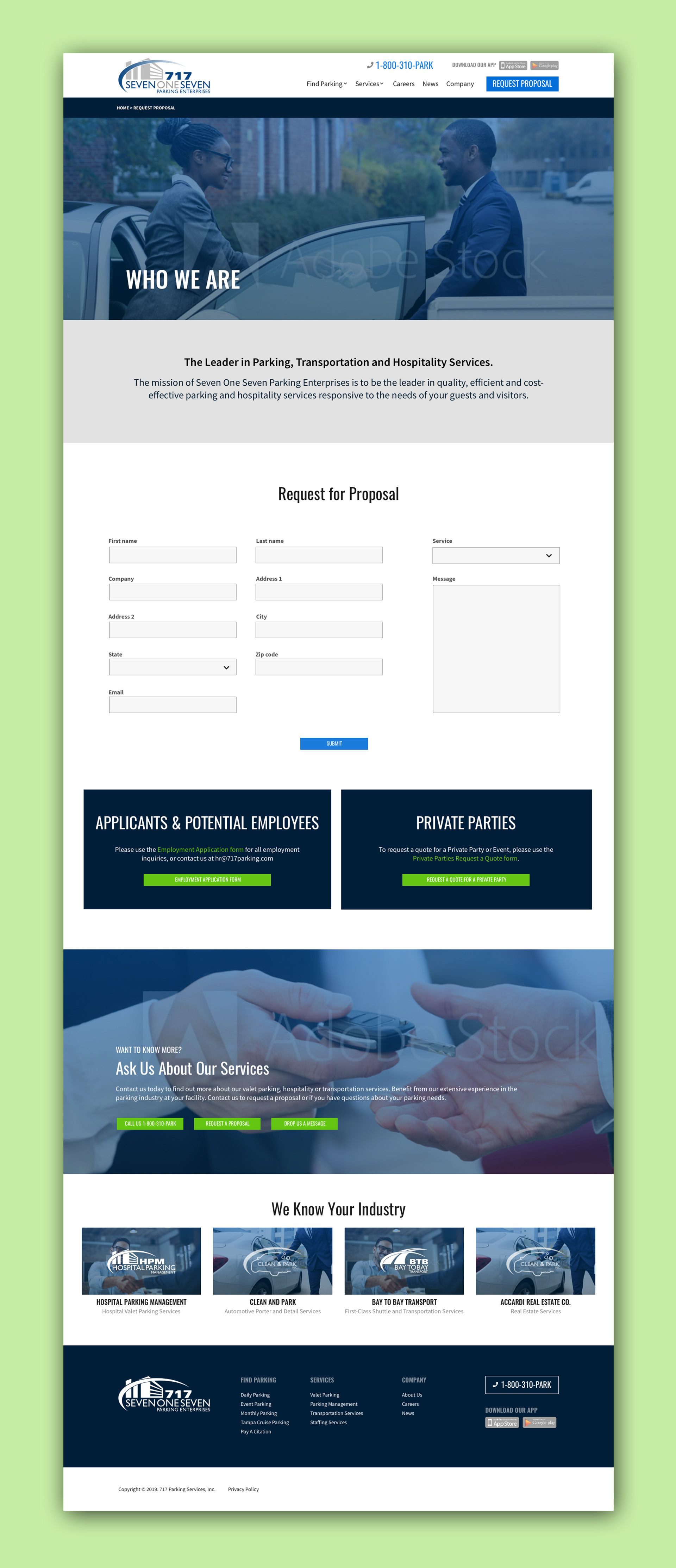 Request Proposal page layout