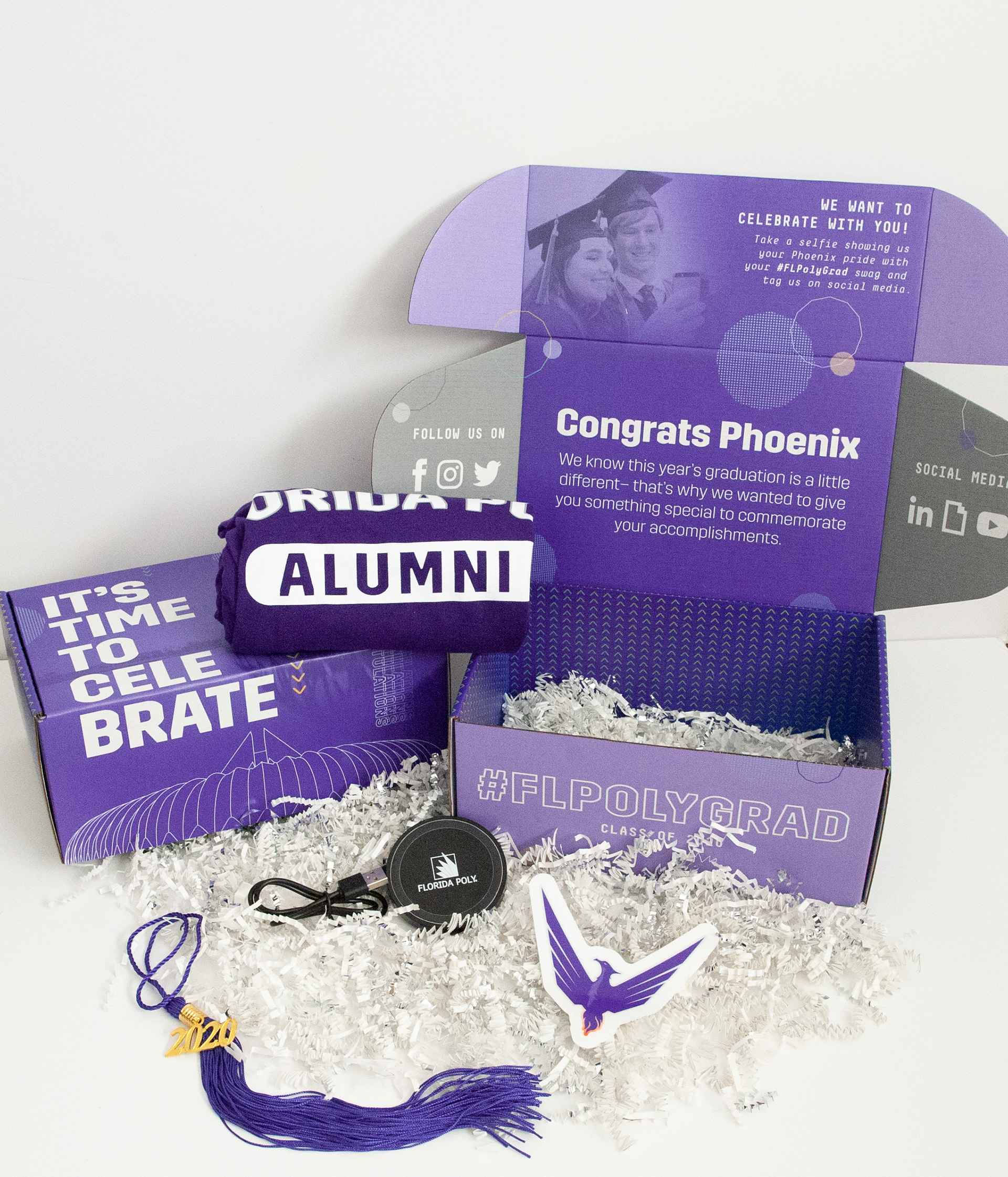 Class of 2020 box with inside contents