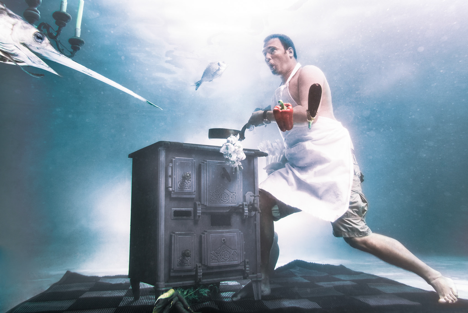 Le chef et l’espadon,Puyricard. Image sous marine 2010