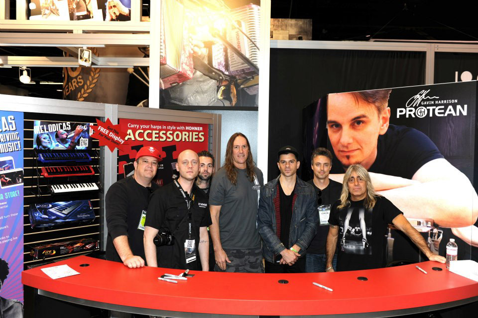 Danny Carey from Tool (center) and Mikkey Dee of Motorhead fame (right)