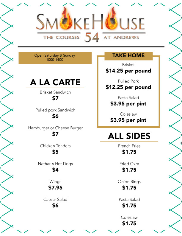 SmokeHouse 54 Menu