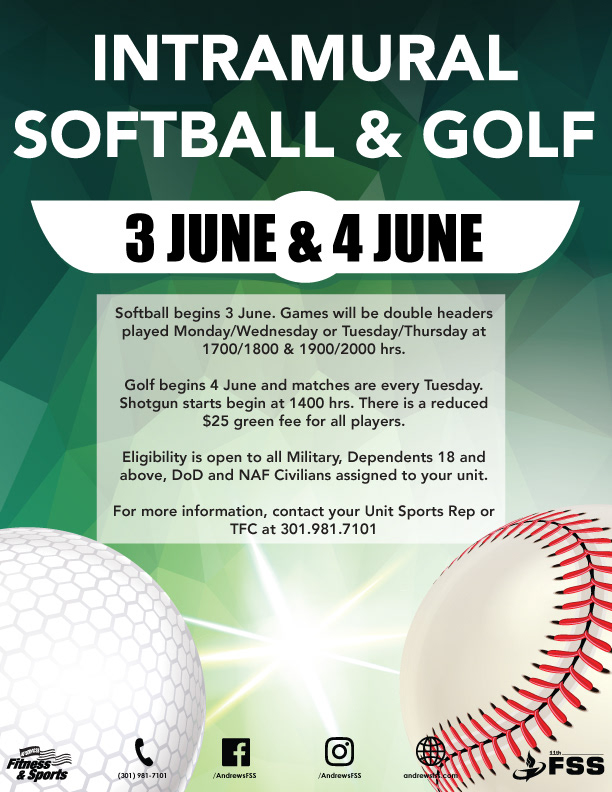 Fitness Center Intramural Softball & Golf Seasons