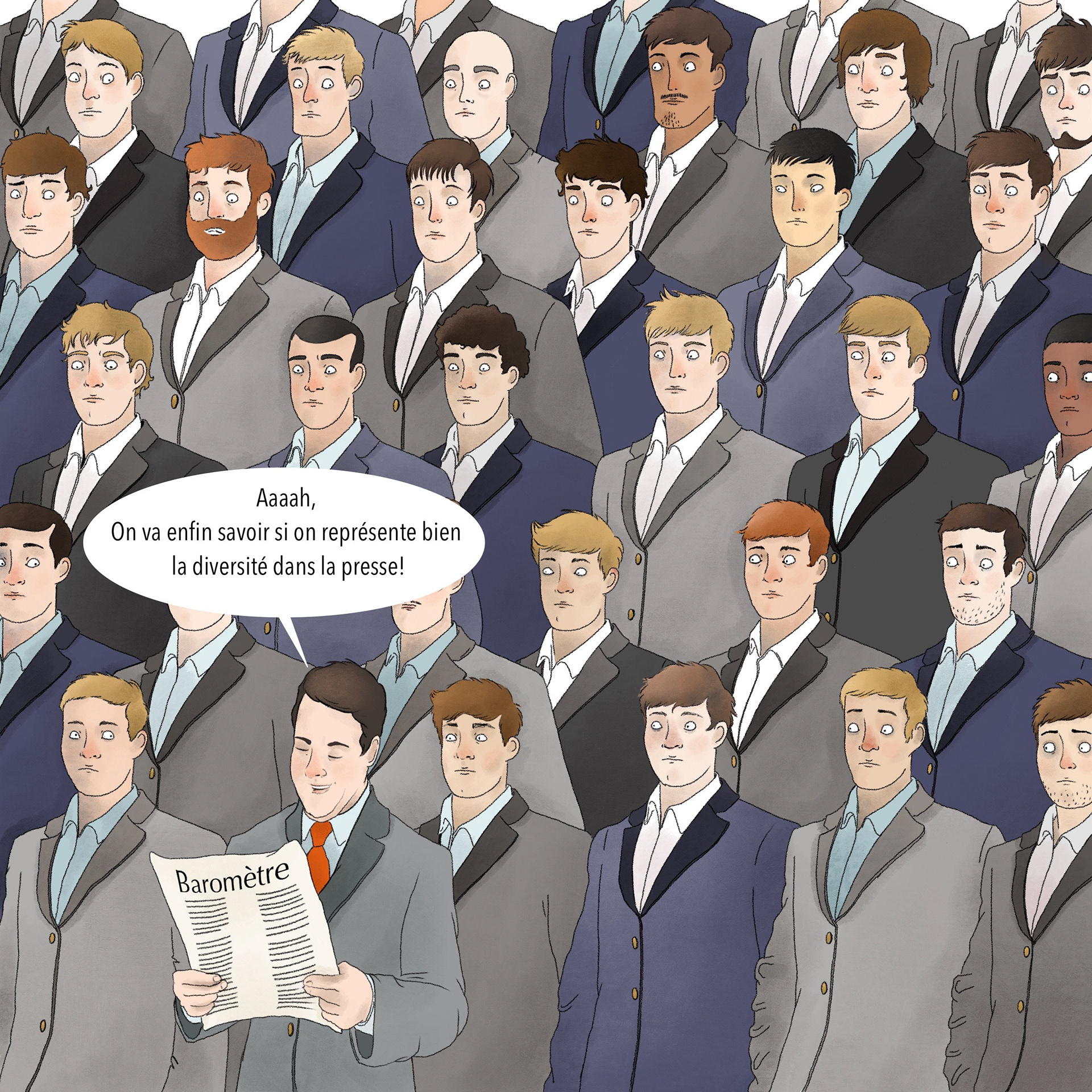 illustration pour l'étude de la diversité et de l'égalité dans la presse pour l'AJP 2023