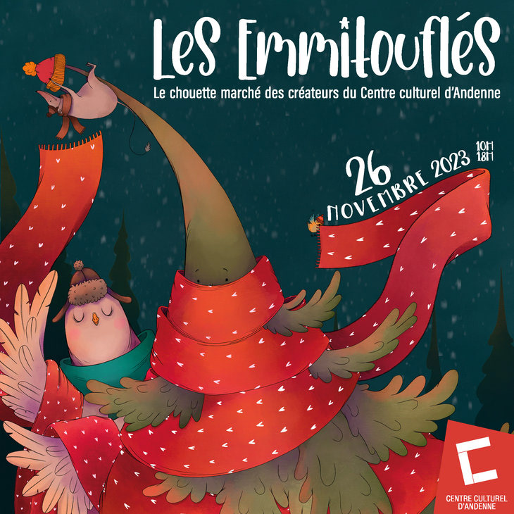 affiche pour le centre culturel d'Andenne , marché de créateur 2023